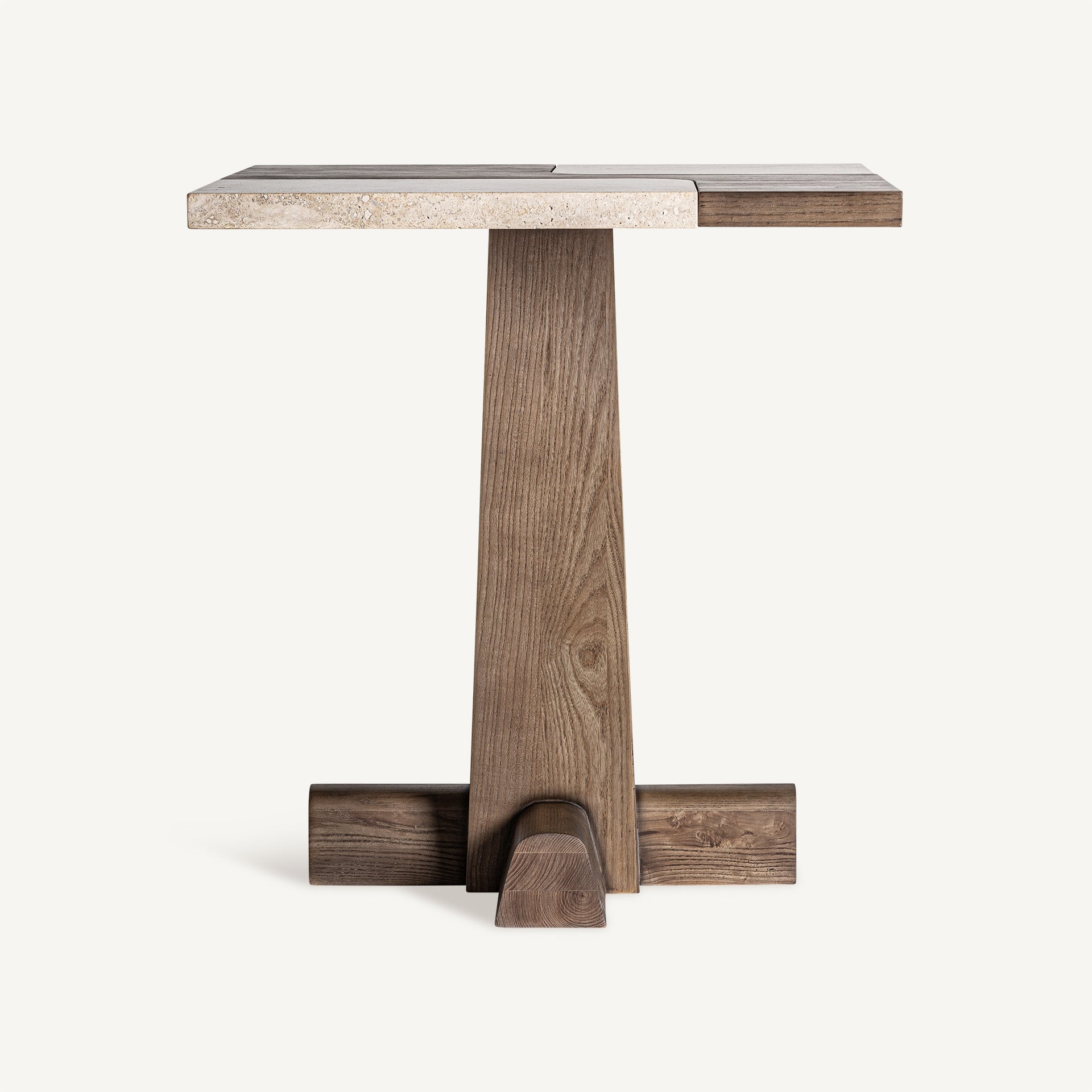 KARPACZ Bar Table in Oak Wood with Travertine