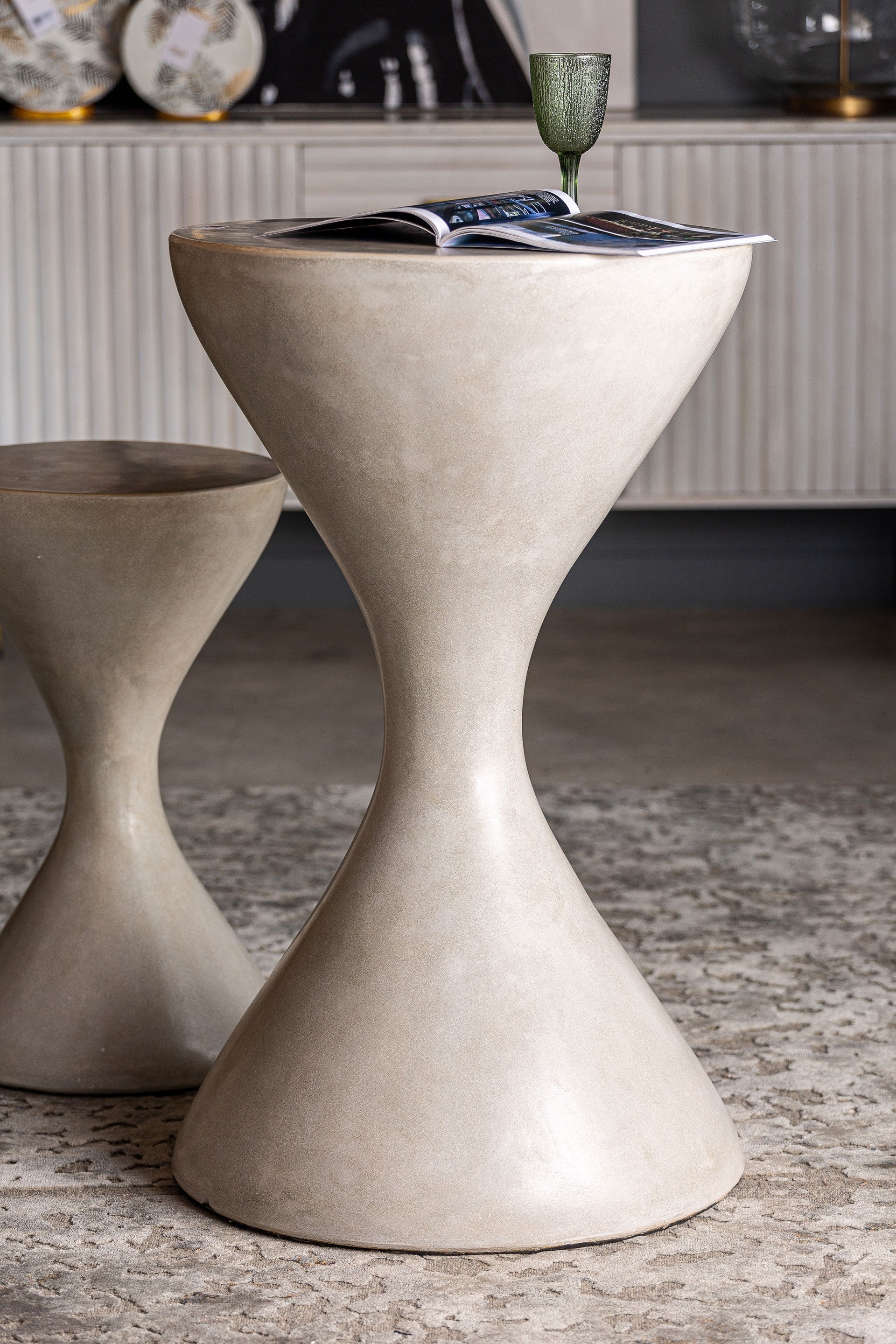 TELFS Gray Hourglass Side Table