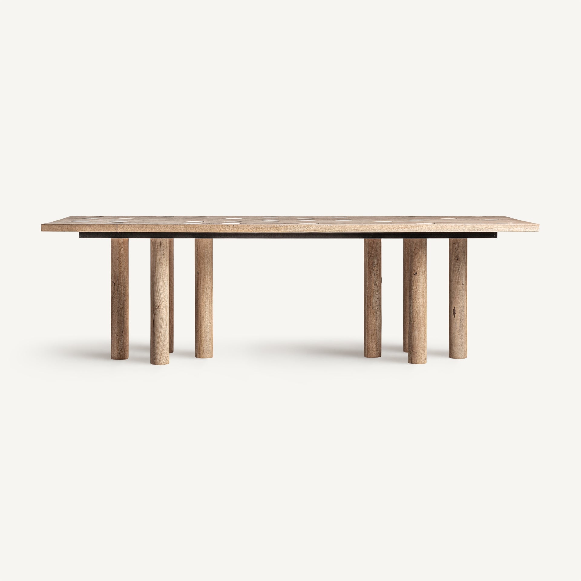 JACQUARD Table in Mango Wood with Travertine Finish