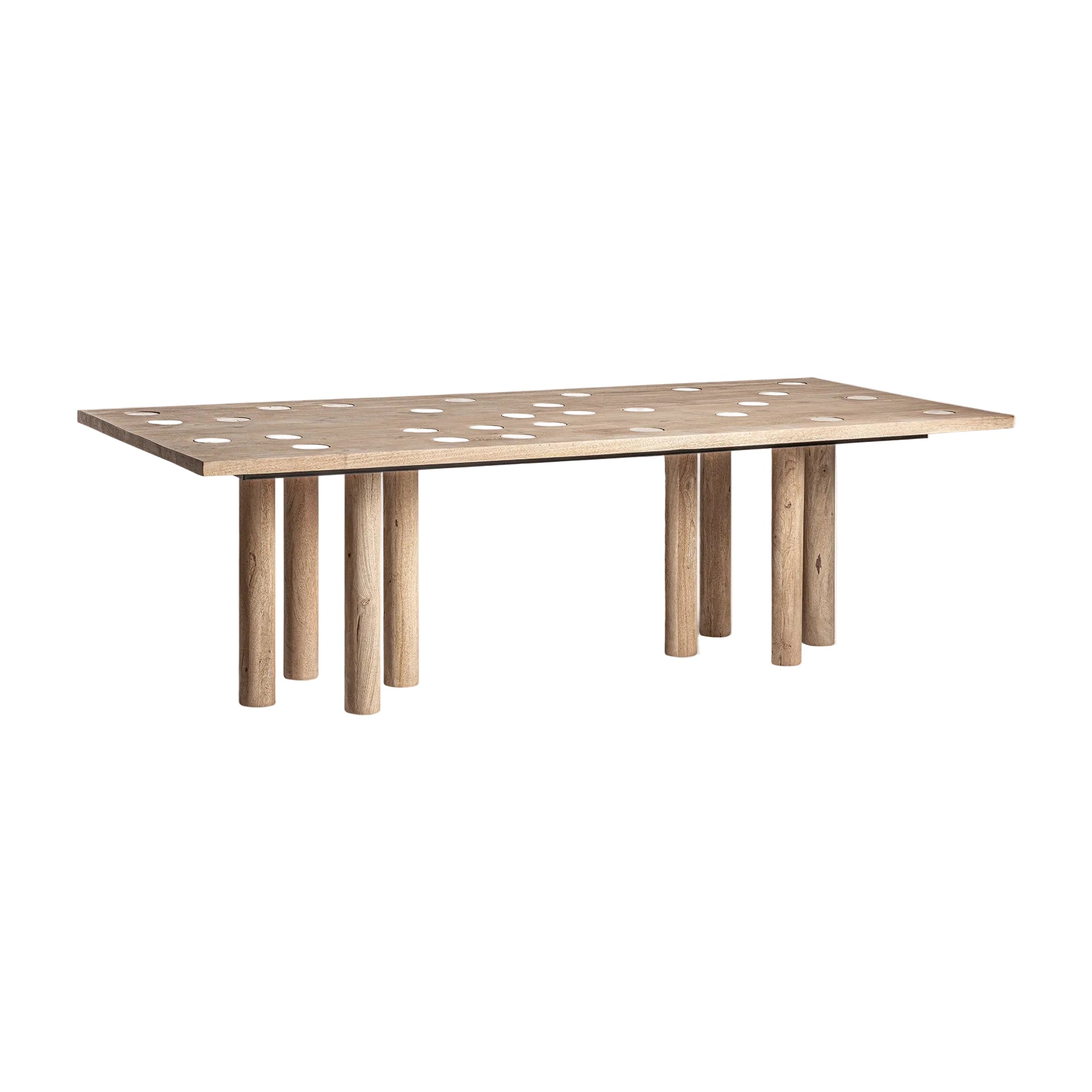 JACQUARD Table in Mango Wood with Travertine Finish