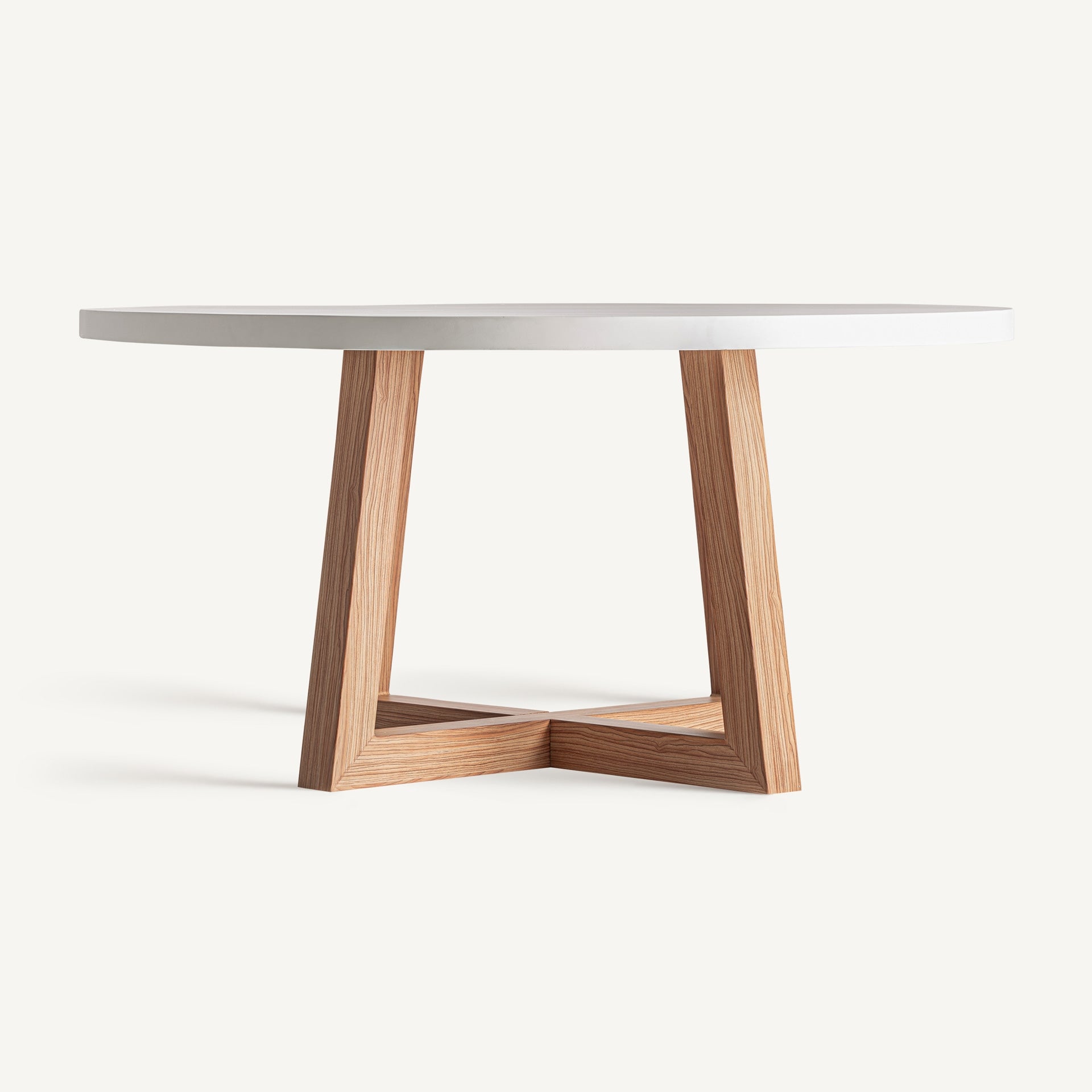 KOSHENA Round Outdoor Table with Concrete Top and Aluminum Base