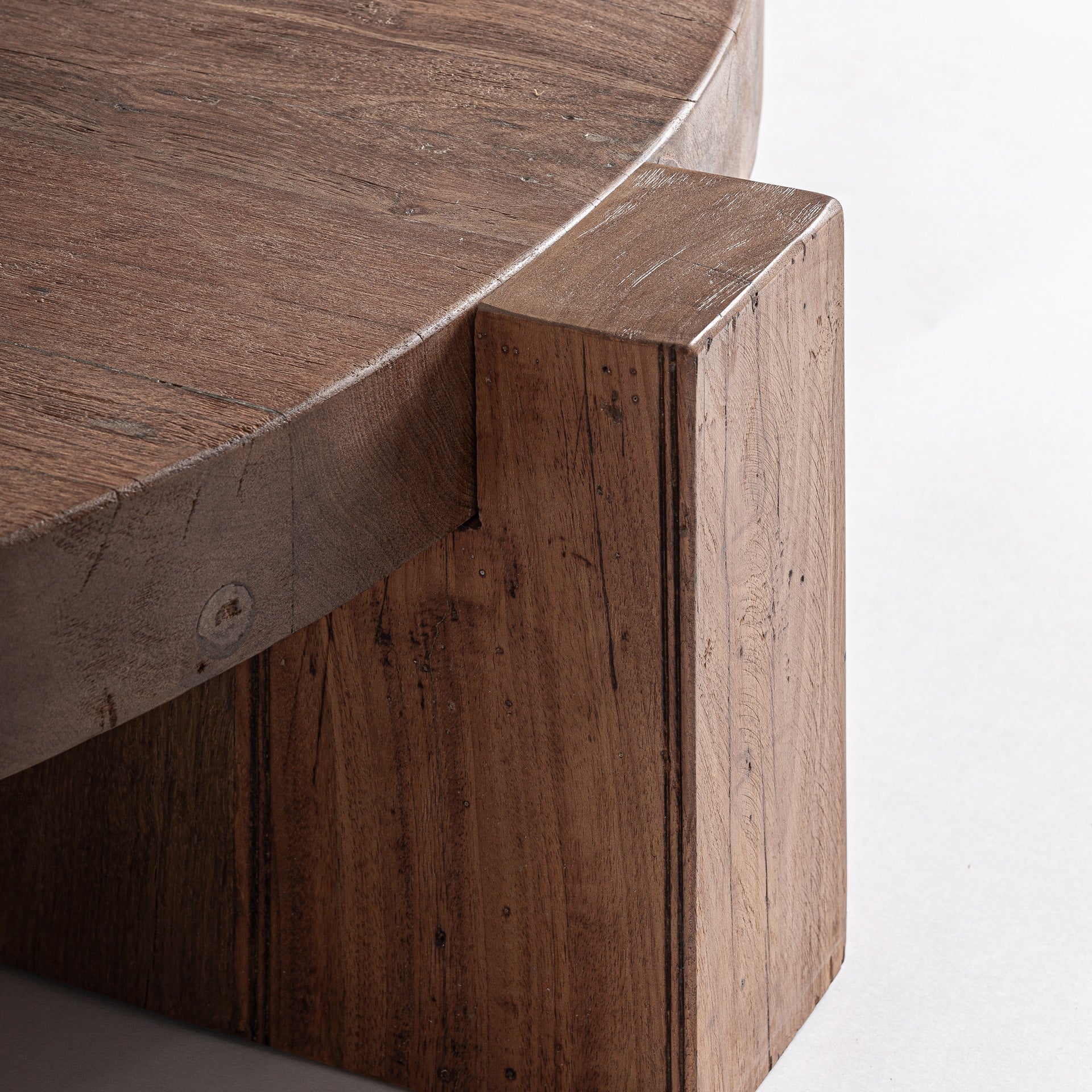 Round Coffee Table BRUTALIST Recycled Wood