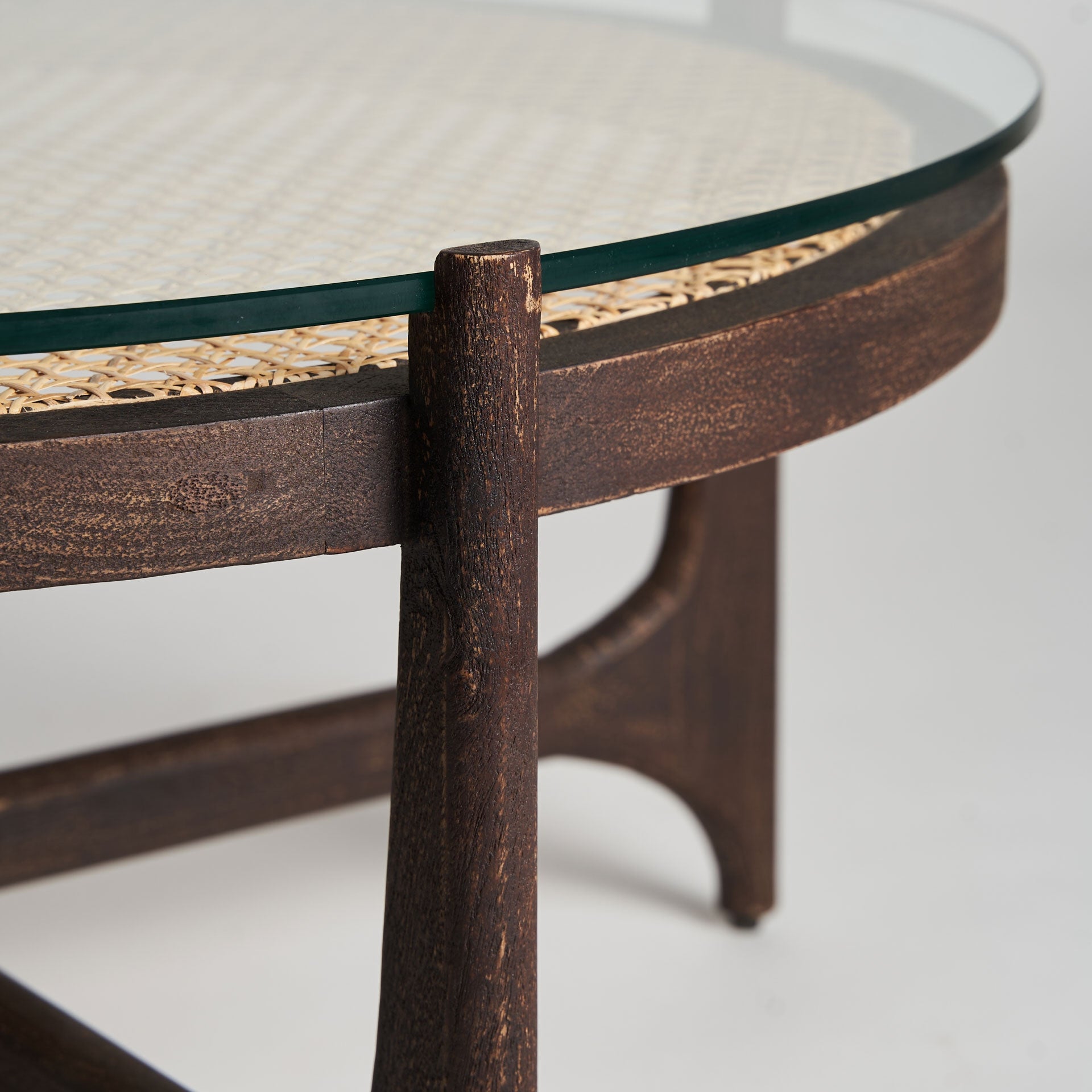 NOSSEN Coffee Table Mango Wood with Glass Top