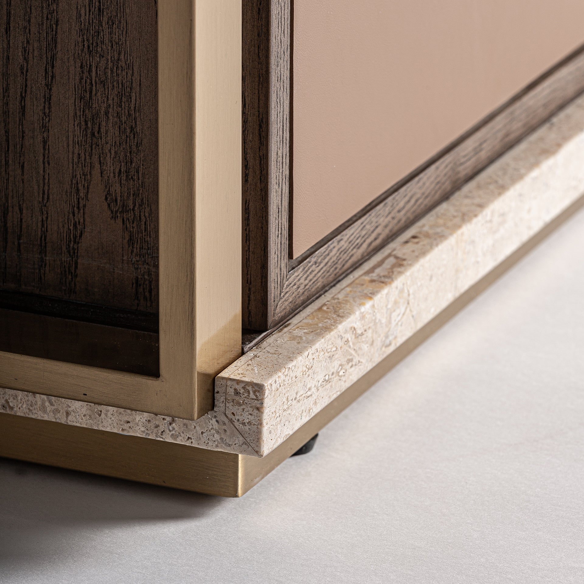 MONZA Nightstand Beige with Travertine Top