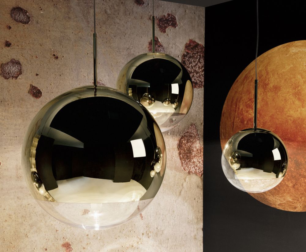 Spiegelkugel hängende Lampe golden