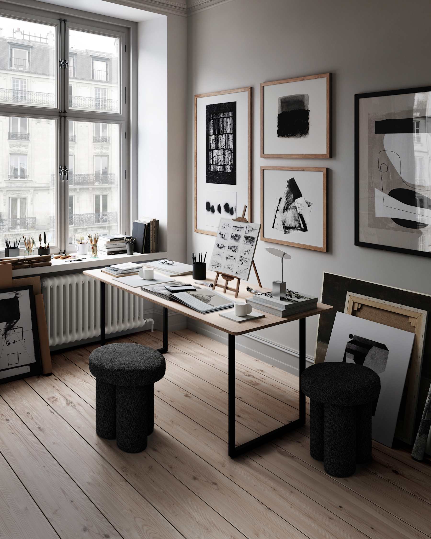 Big Foot Boucli gray-brown stool [Klaudia]