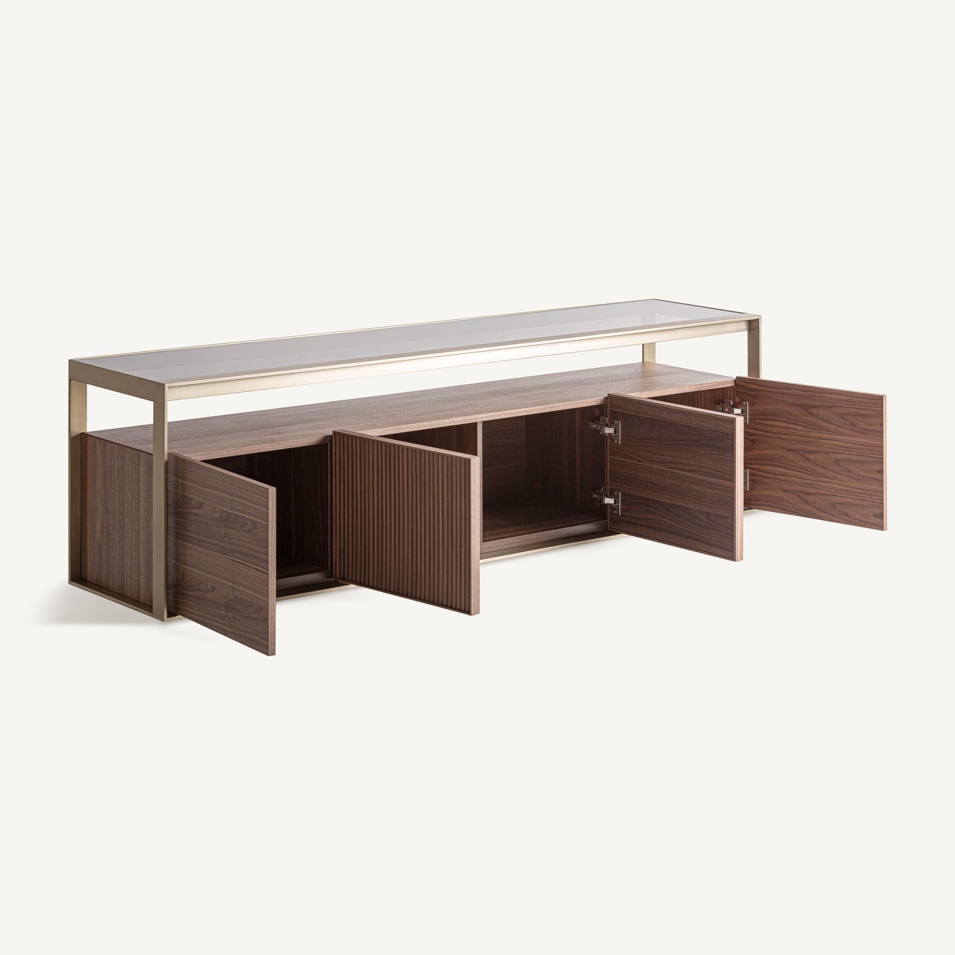 AISBY TV Stand in Ash Wood with Glass Top