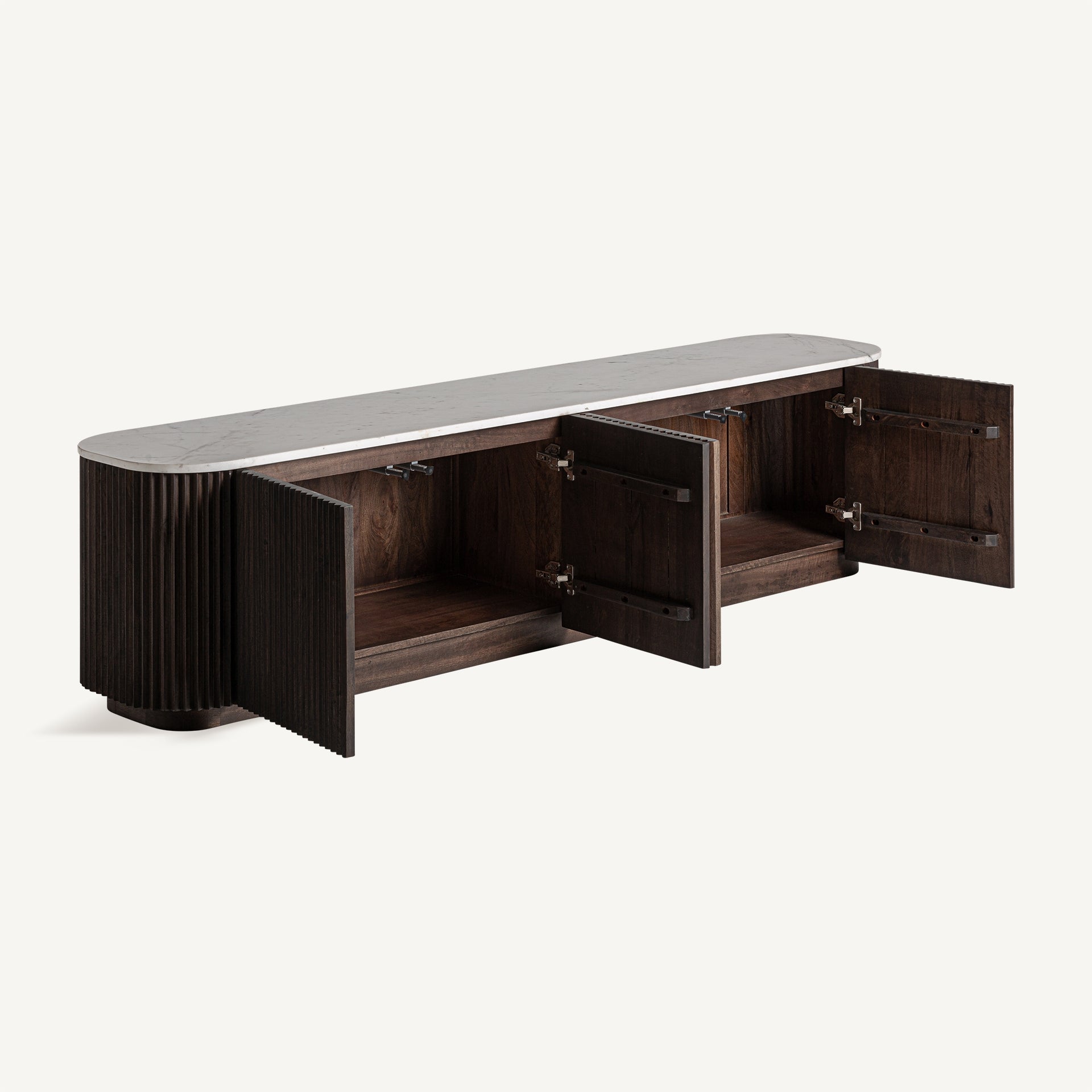 CENVES TV Stand in Mango Wood with Marble Top