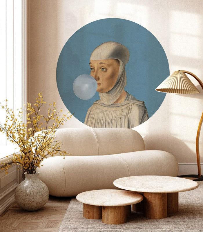 Mural DOTS Woman with Bubble Gum Blue Wallcolors    Eye on Design