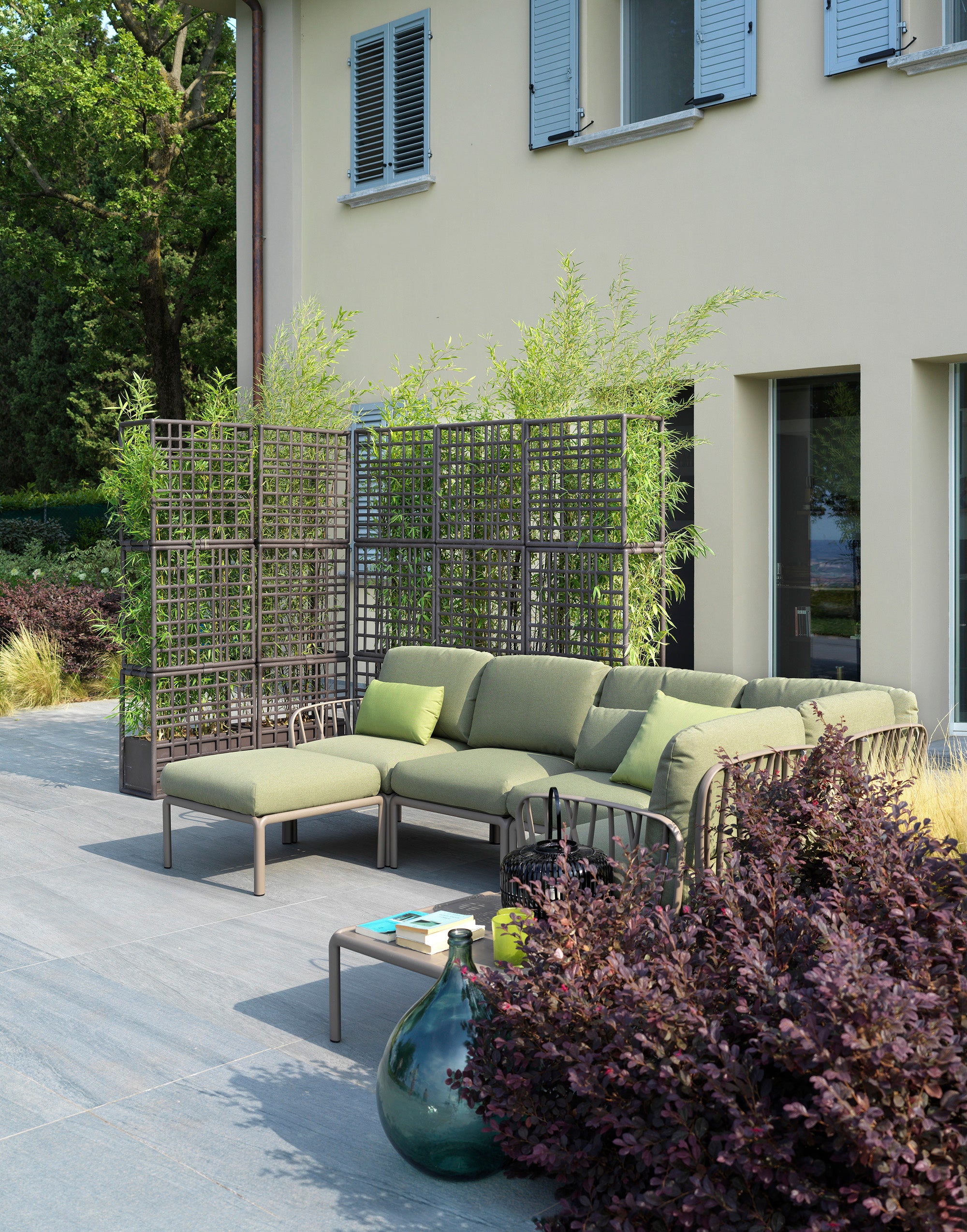 Modular Outdoor Corner Sofa KOMODO 5 – TECH PANAMA Beige with Taupe Base