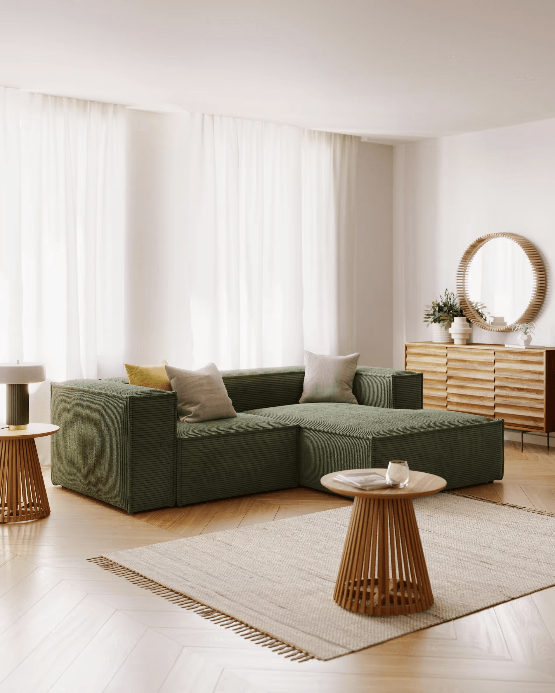 Narożnik 2-osobowy BLOK zielony sztruks La Forma    Eye on Design