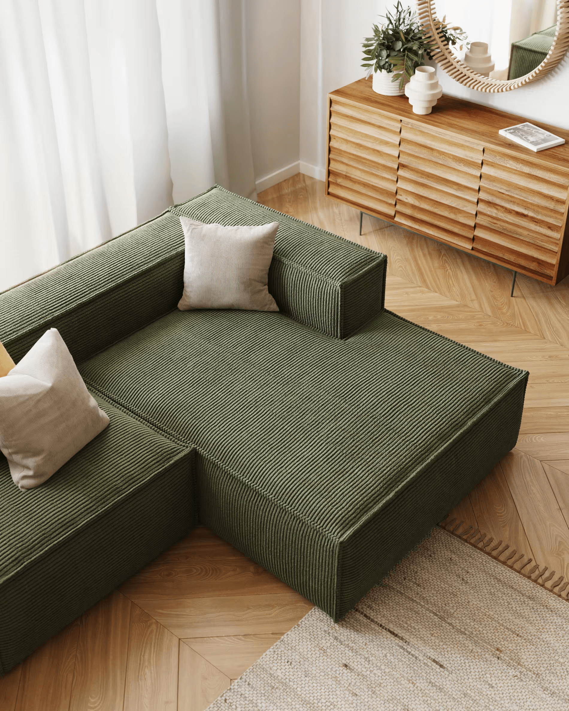 Narożnik 2-osobowy BLOK zielony sztruks La Forma    Eye on Design