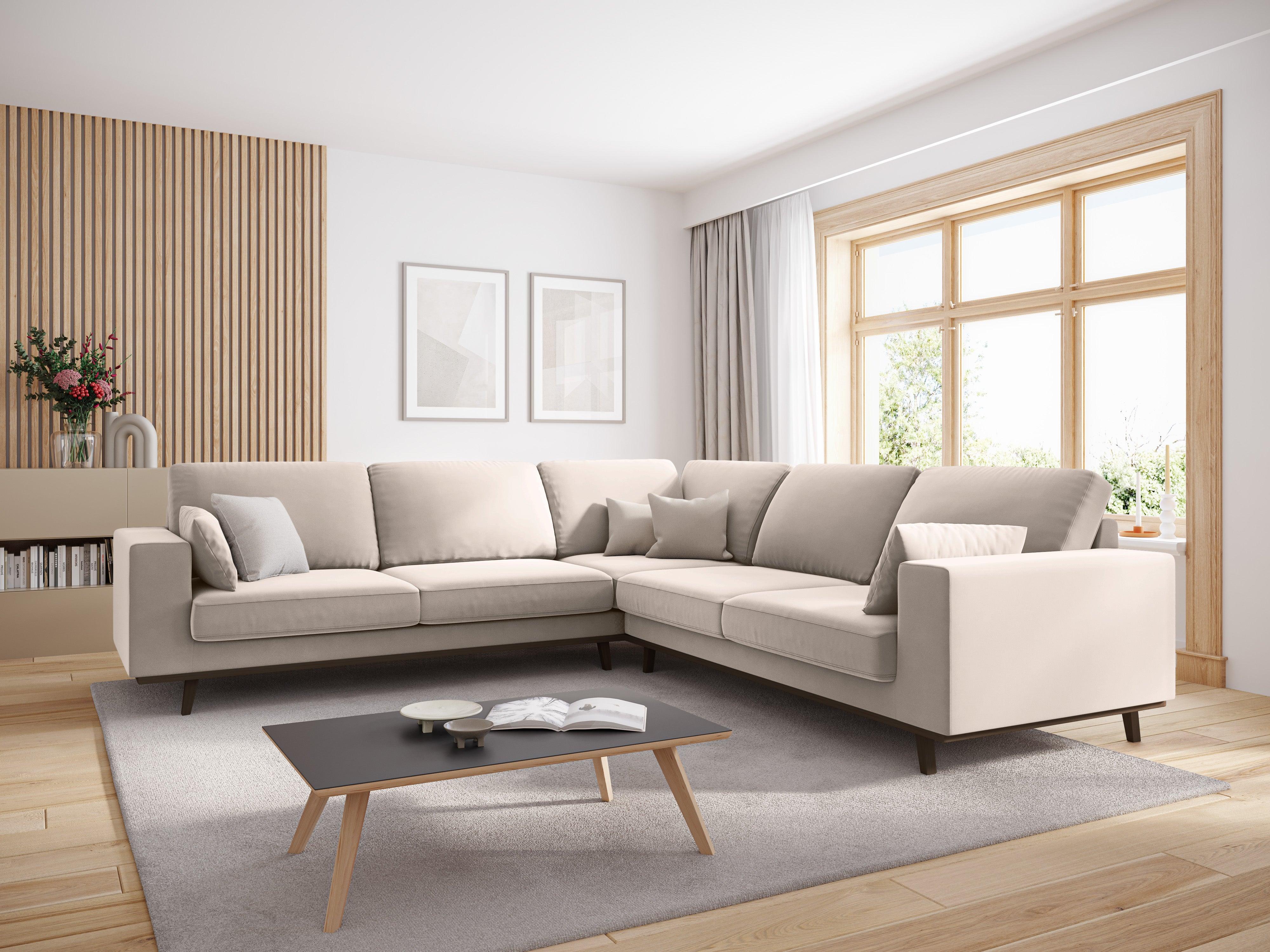 Narożnik aksamitny 5-osobowy symetryczny HEBE beżowy Mazzini Sofas    Eye on Design