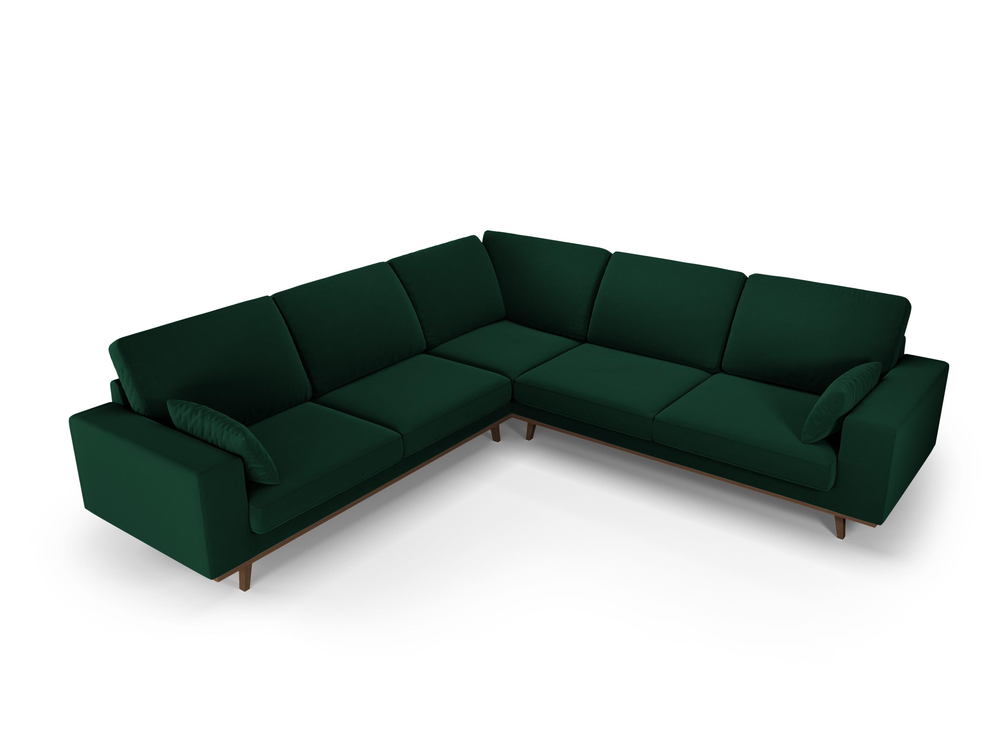 Narożnik aksamitny 5-osobowy symetryczny HEBE butelkowa zieleń Mazzini Sofas    Eye on Design