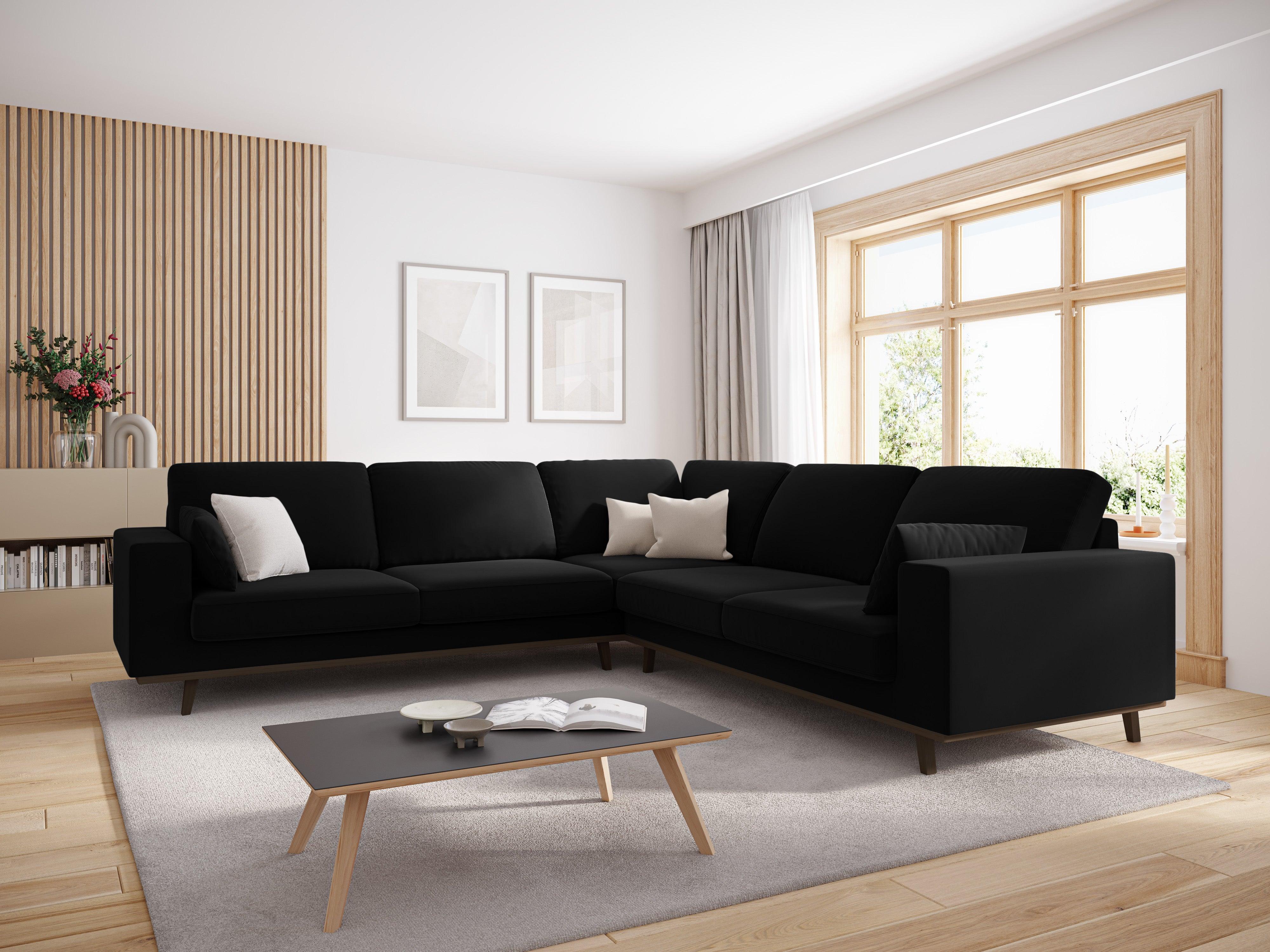 Narożnik aksamitny 5-osobowy symetryczny HEBE czarny Mazzini Sofas    Eye on Design