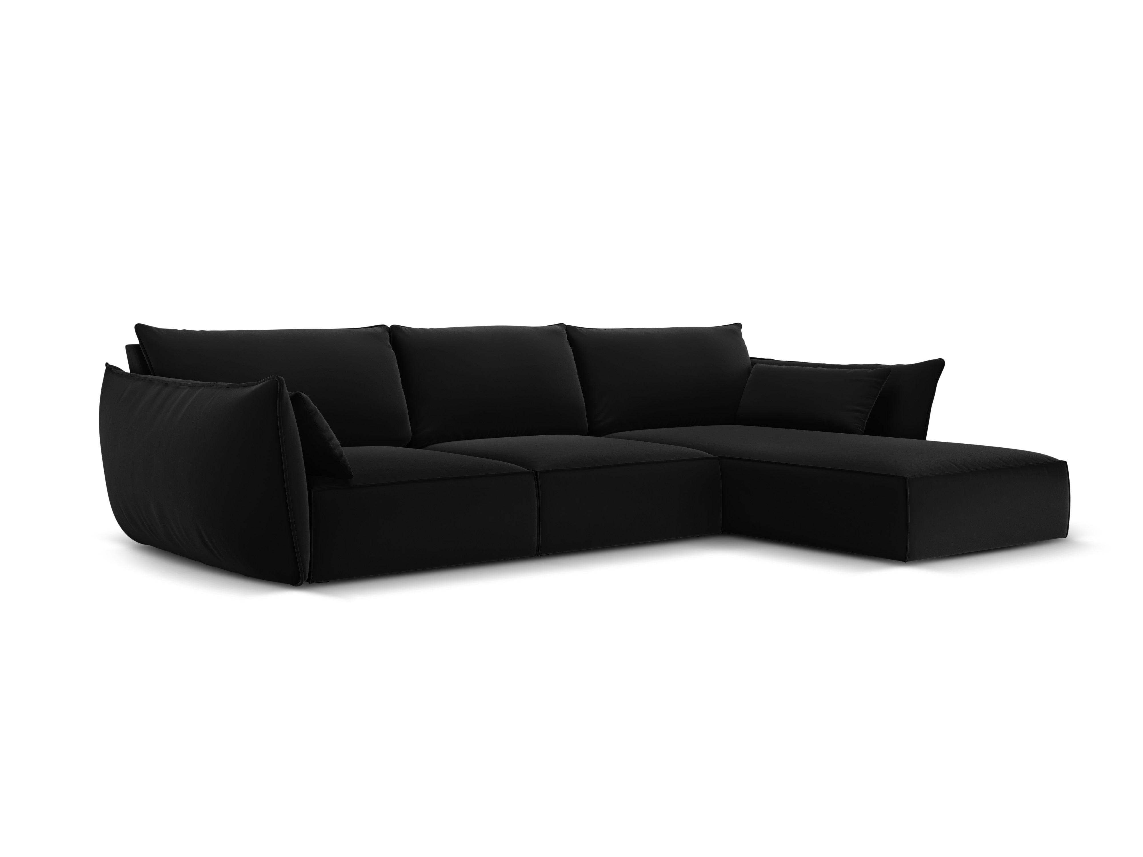 Narożnik aksamitny prawostronny 4-osobowy VANDA czarny Mazzini Sofas    Eye on Design