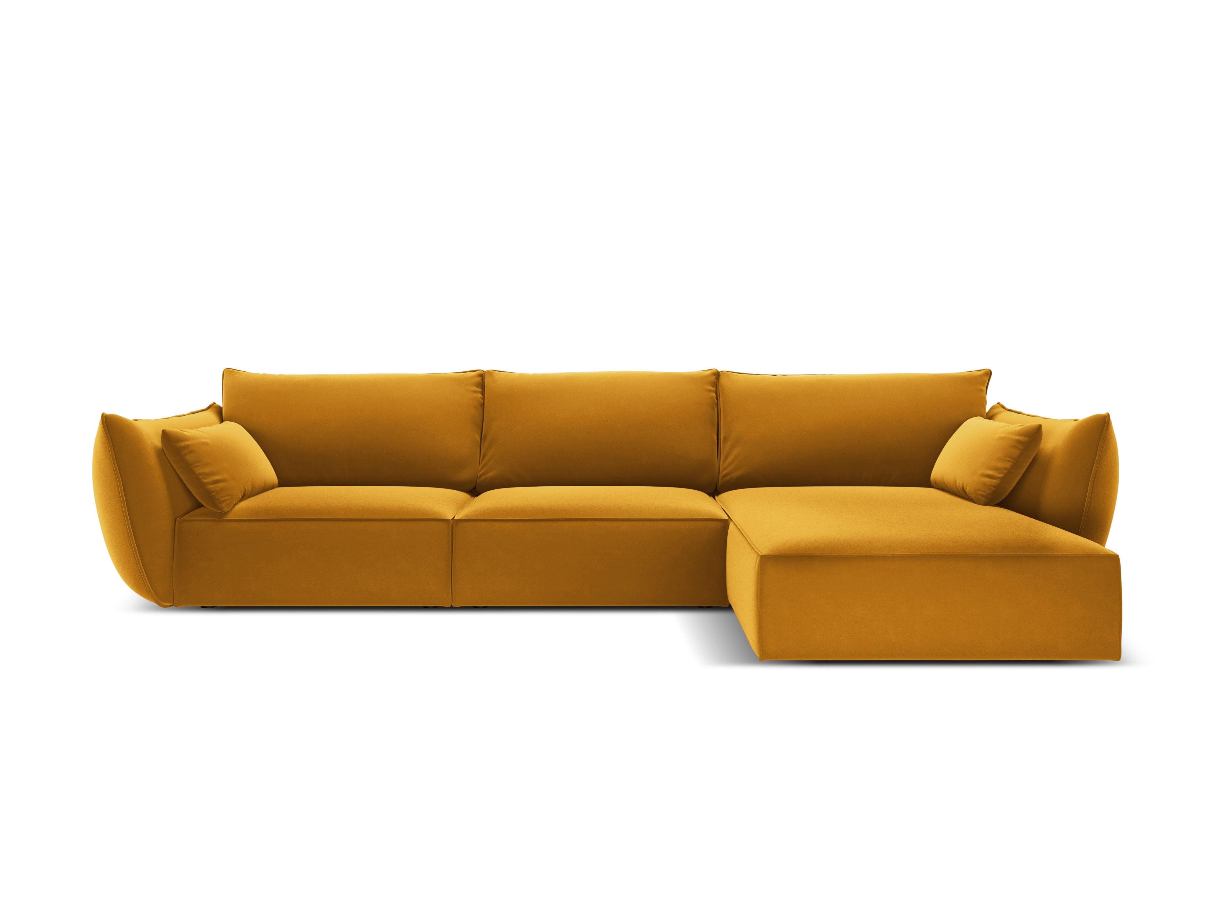 Narożnik aksamitny prawostronny 4-osobowy VANDA musztardowy Mazzini Sofas    Eye on Design