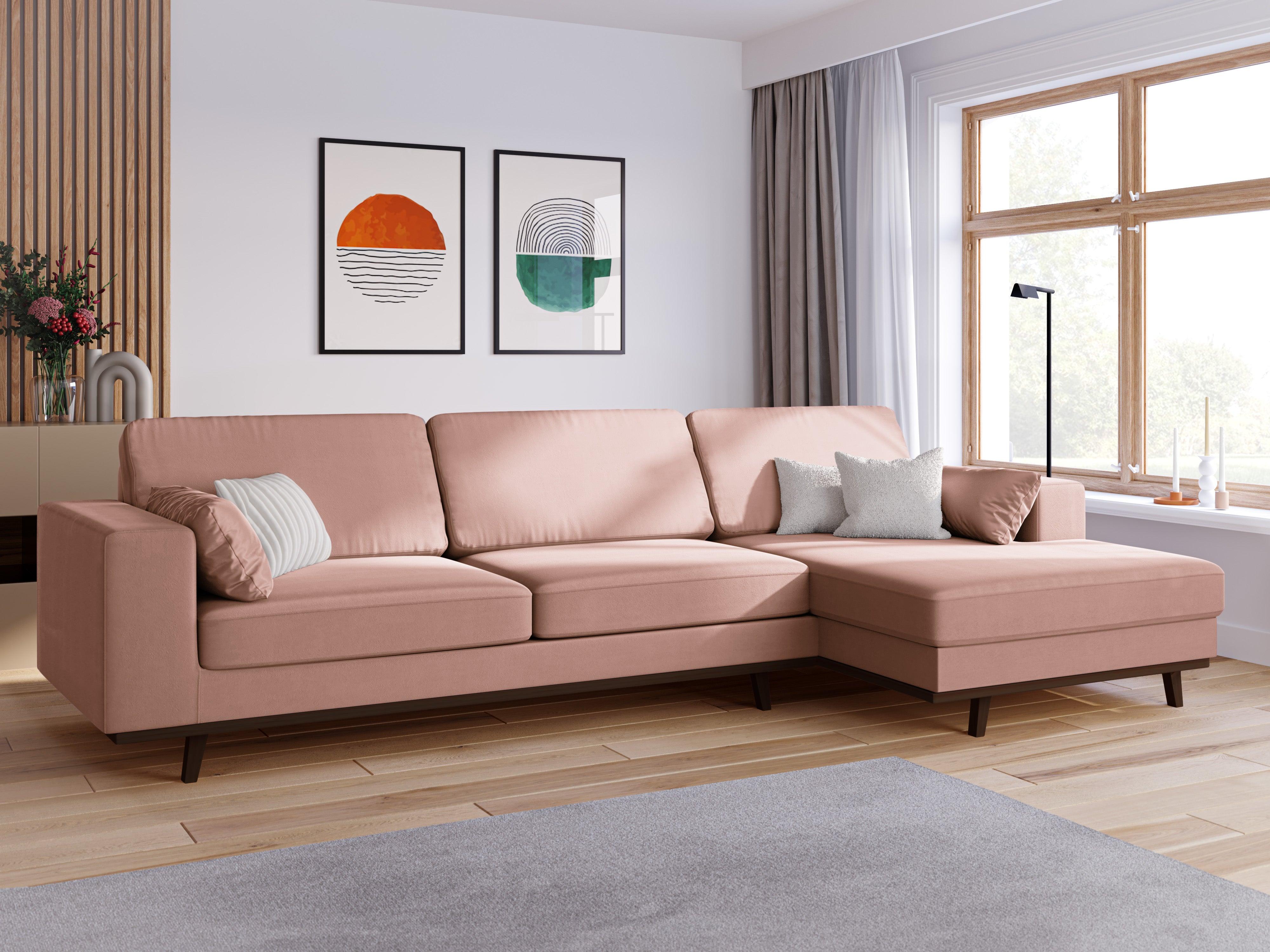 Narożnik aksamitny prawostronny HEBE różowy Mazzini Sofas    Eye on Design