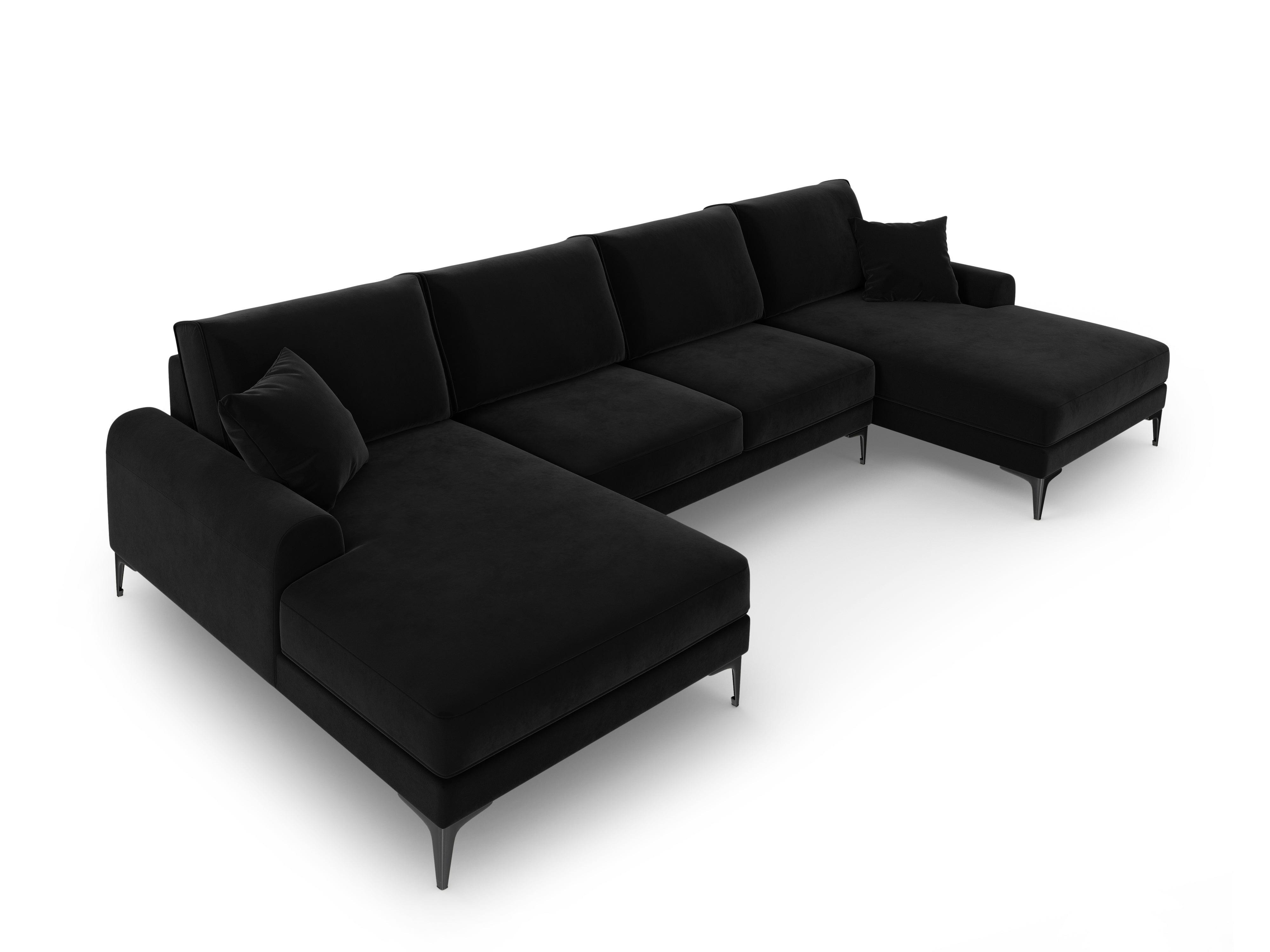 Narożnik aksamitny w kształcie U MADARA czarny z czarną podstawą Mazzini Sofas    Eye on Design