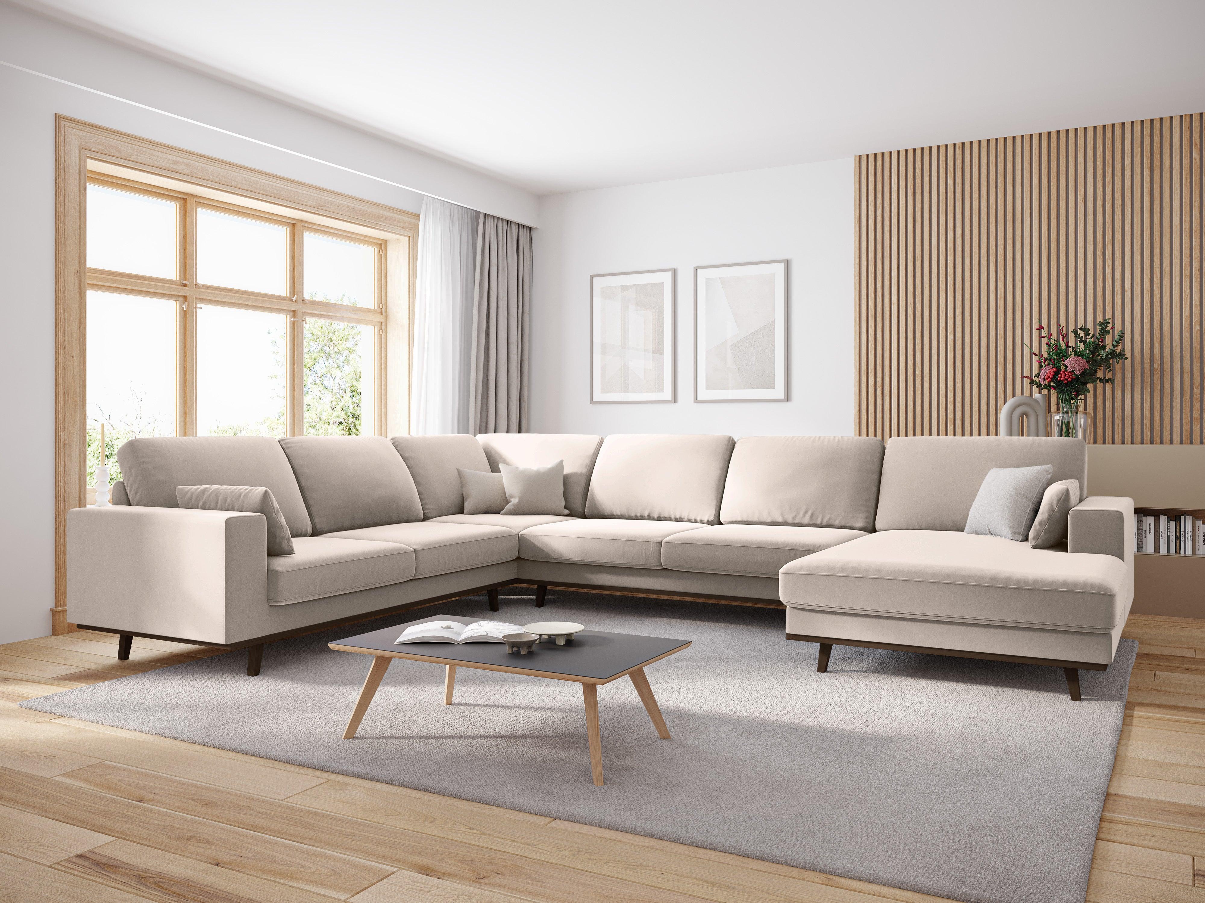 Narożnik lewostronny aksamitny panoramiczny HEBE beżowy Mazzini Sofas    Eye on Design