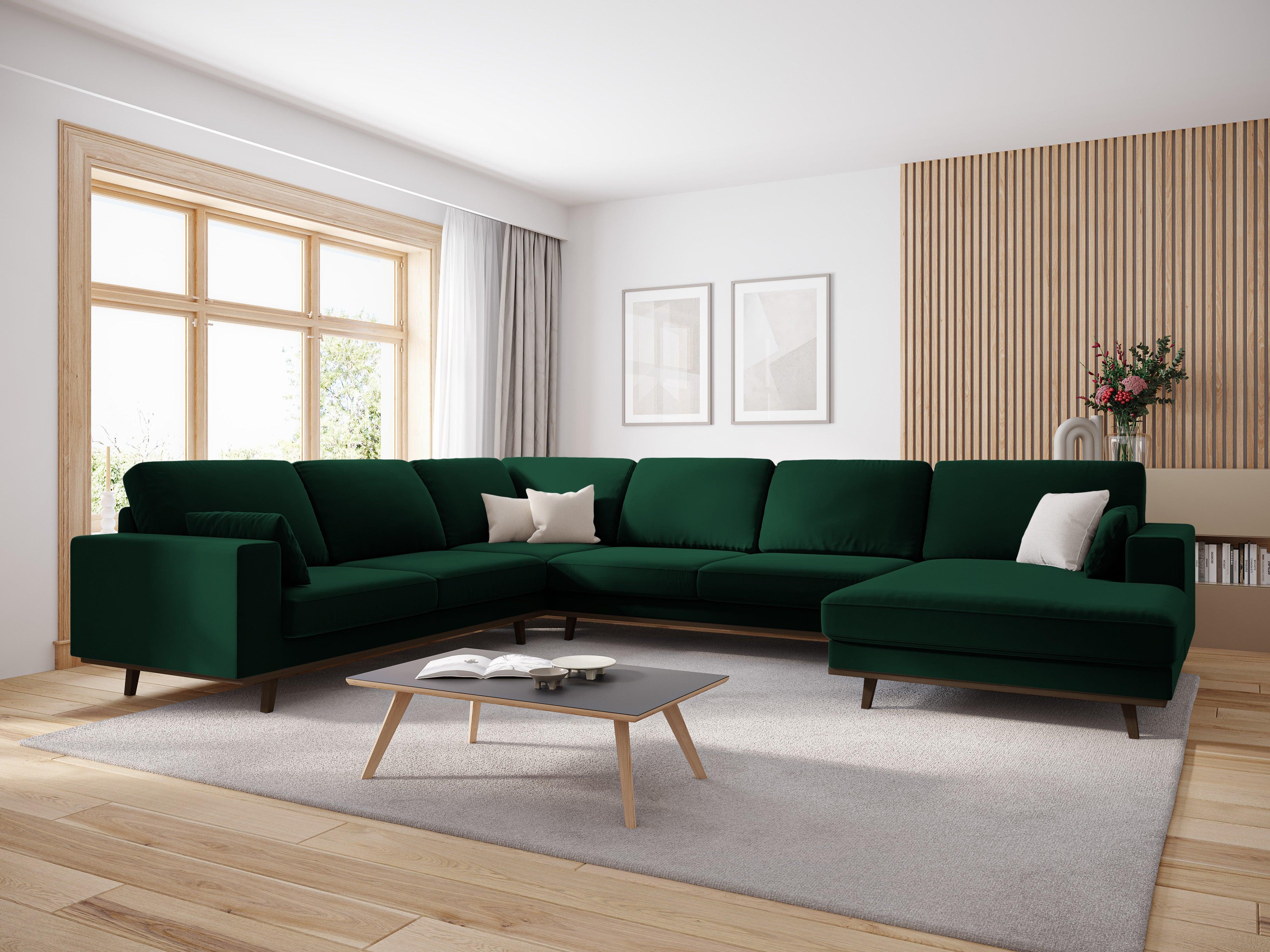 Narożnik lewostronny aksamitny panoramiczny HEBE butelkowa zieleń Mazzini Sofas    Eye on Design