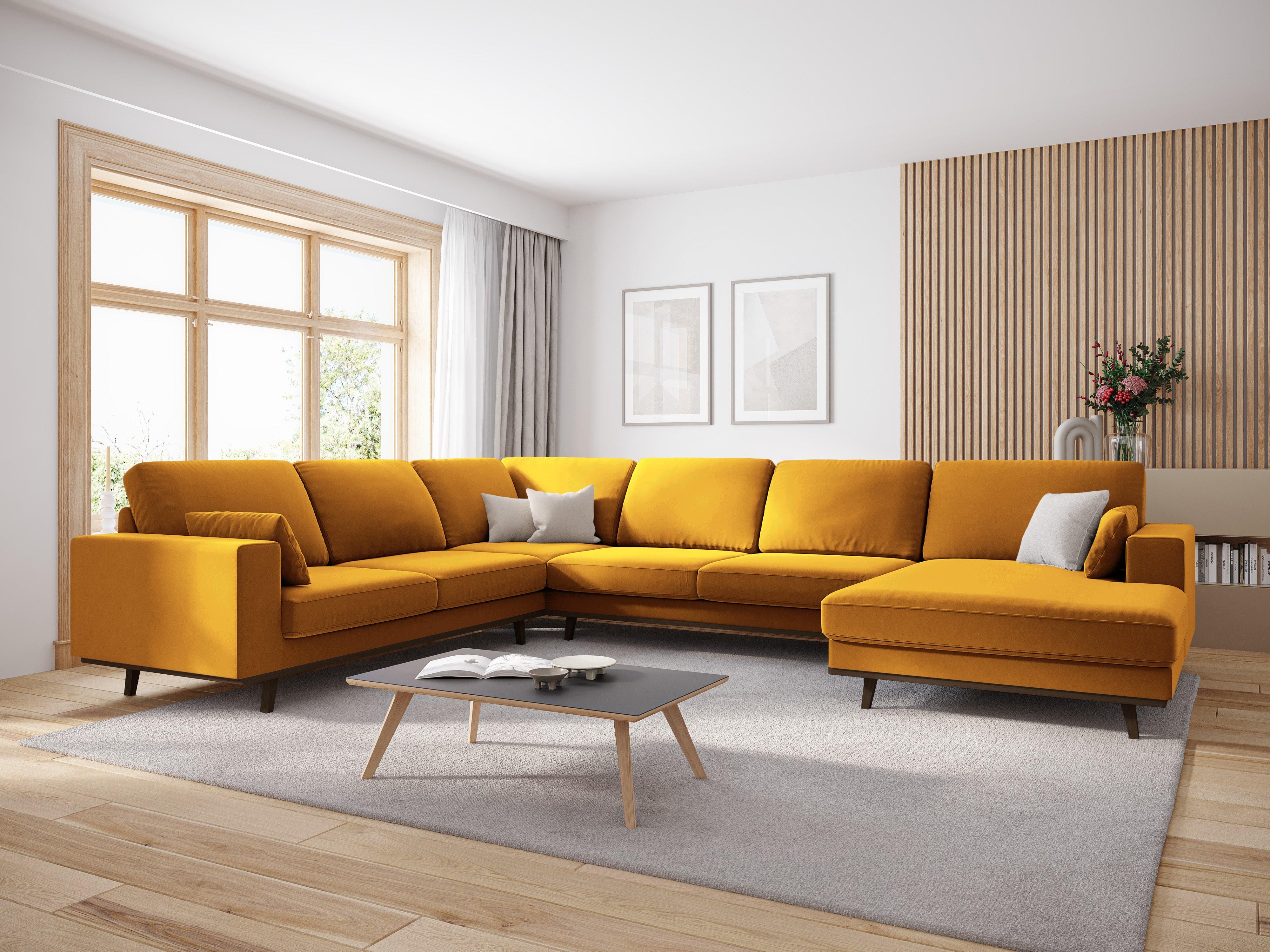 Narożnik lewostronny aksamitny panoramiczny HEBE żółty Mazzini Sofas    Eye on Design