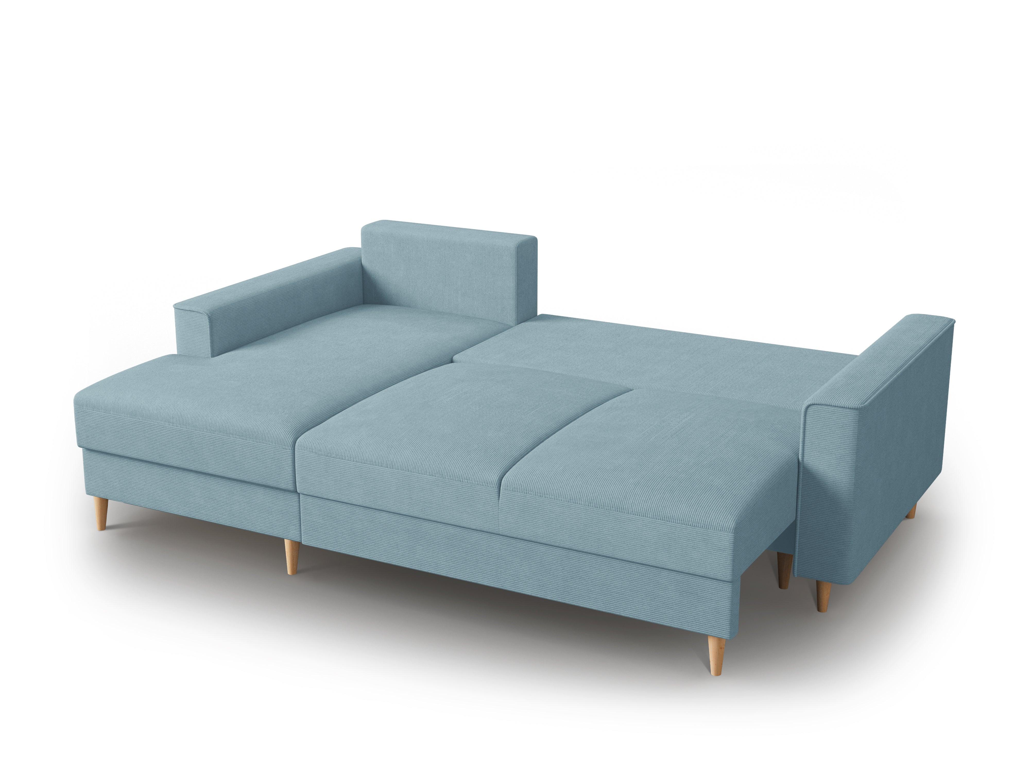 Narożnik lewostronny sztruksowy z funkcją spania CARTADERA niebieski Mazzini Sofas    Eye on Design