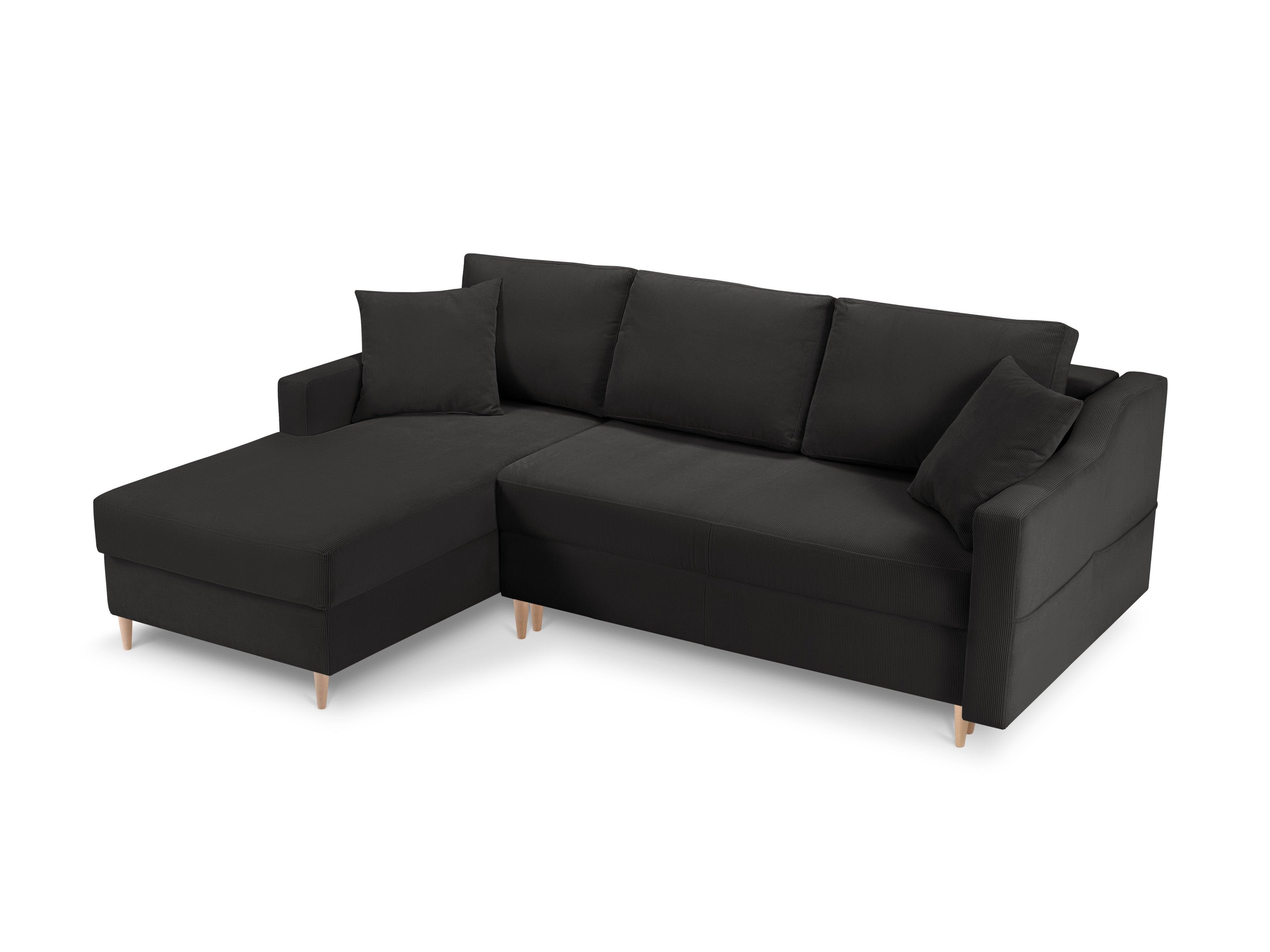 Narożnik lewostronny sztruksowy z funkcją spania ROSE ciemnoszary Mazzini Sofas    Eye on Design