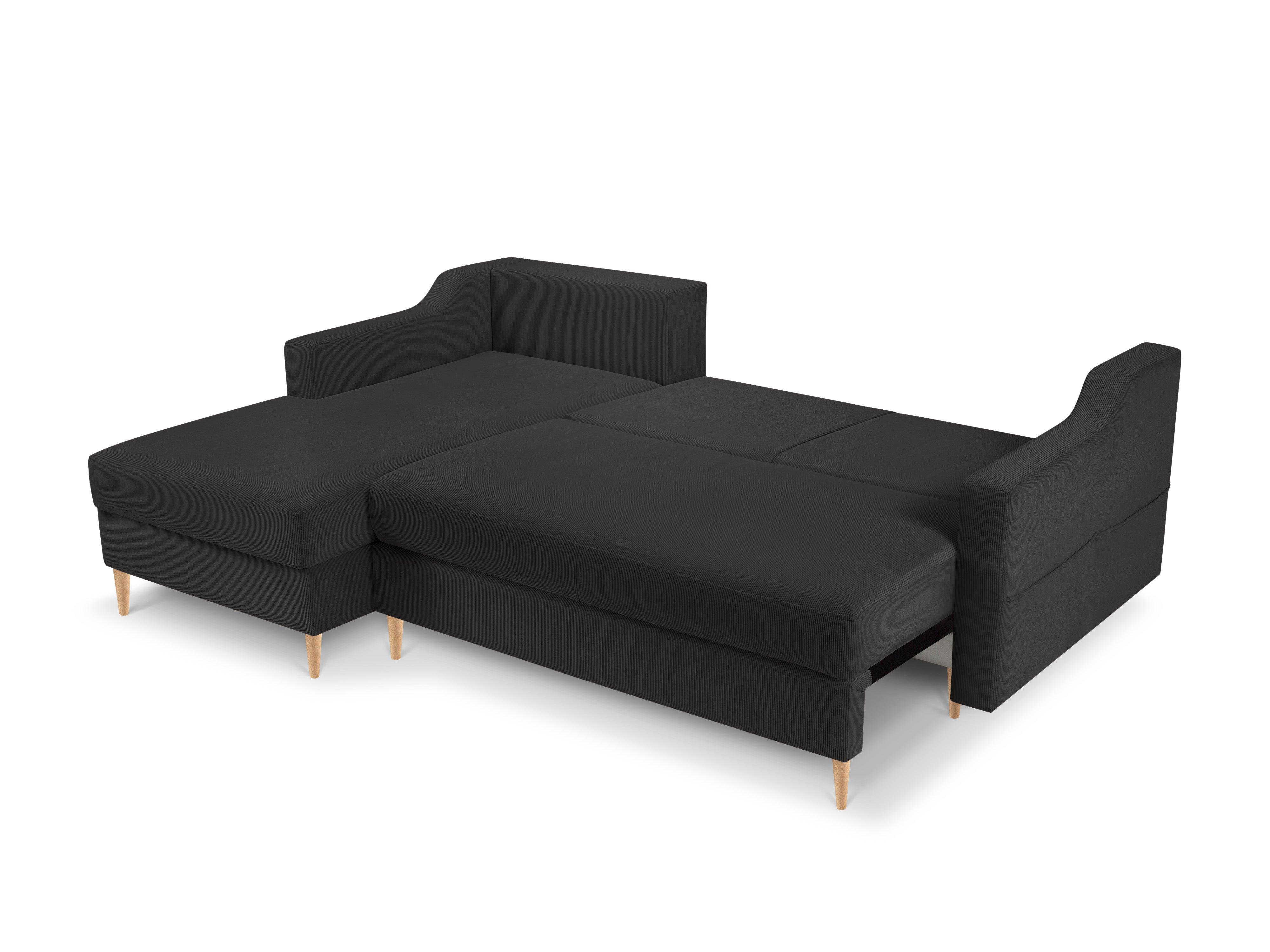 Narożnik lewostronny sztruksowy z funkcją spania ROSE ciemnoszary Mazzini Sofas    Eye on Design