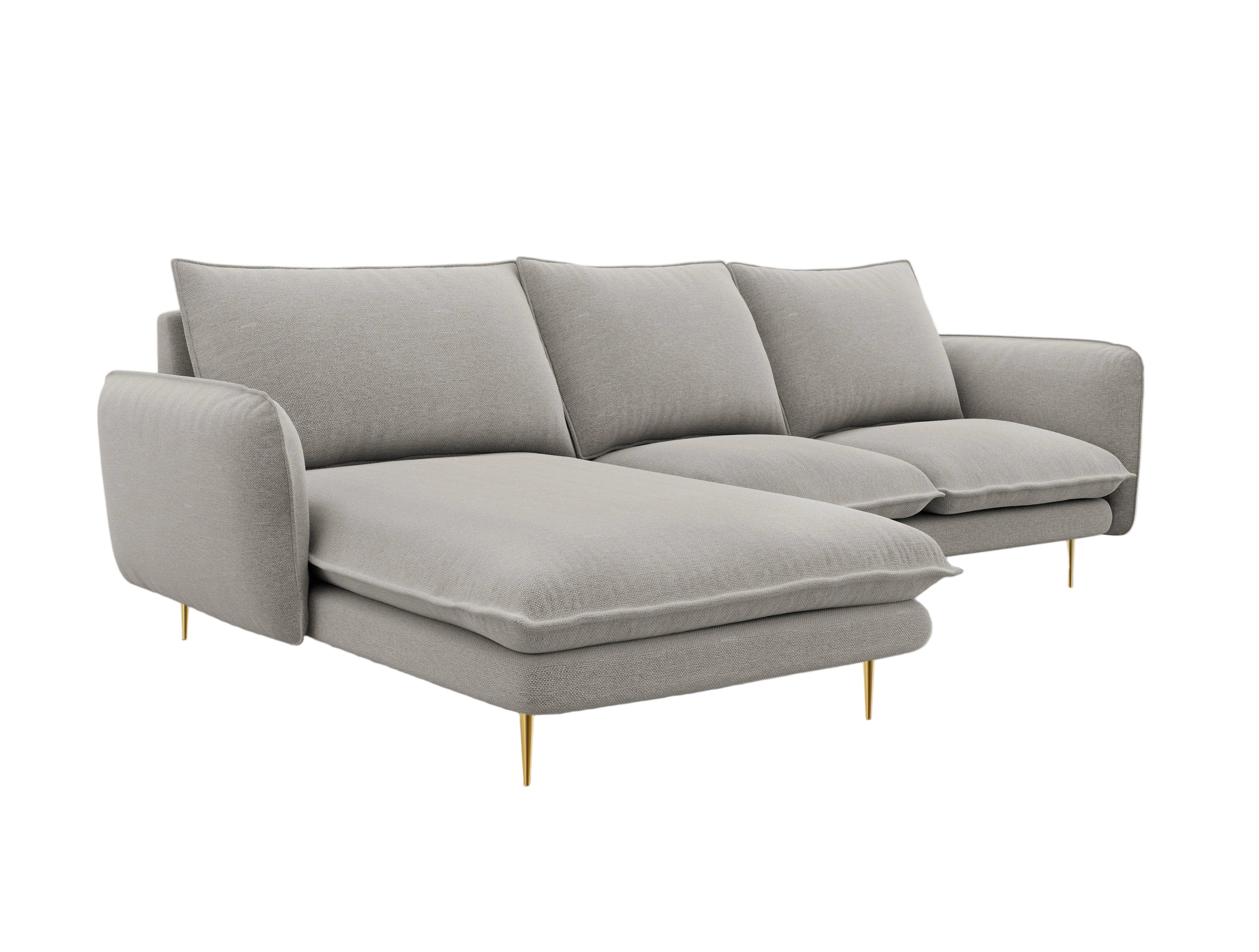 Narożnik lewostronny VIENNA jasnoszary ze złotą podstawą Cosmopolitan Design    Eye on Design