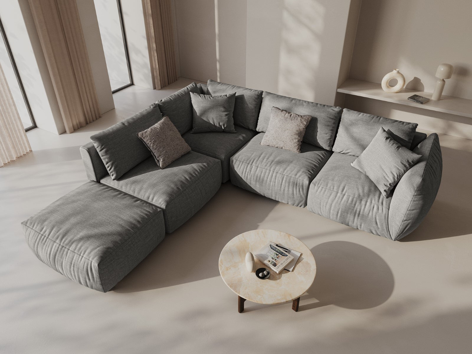 CHRIS modular sofa - wide right-side element gray chenille