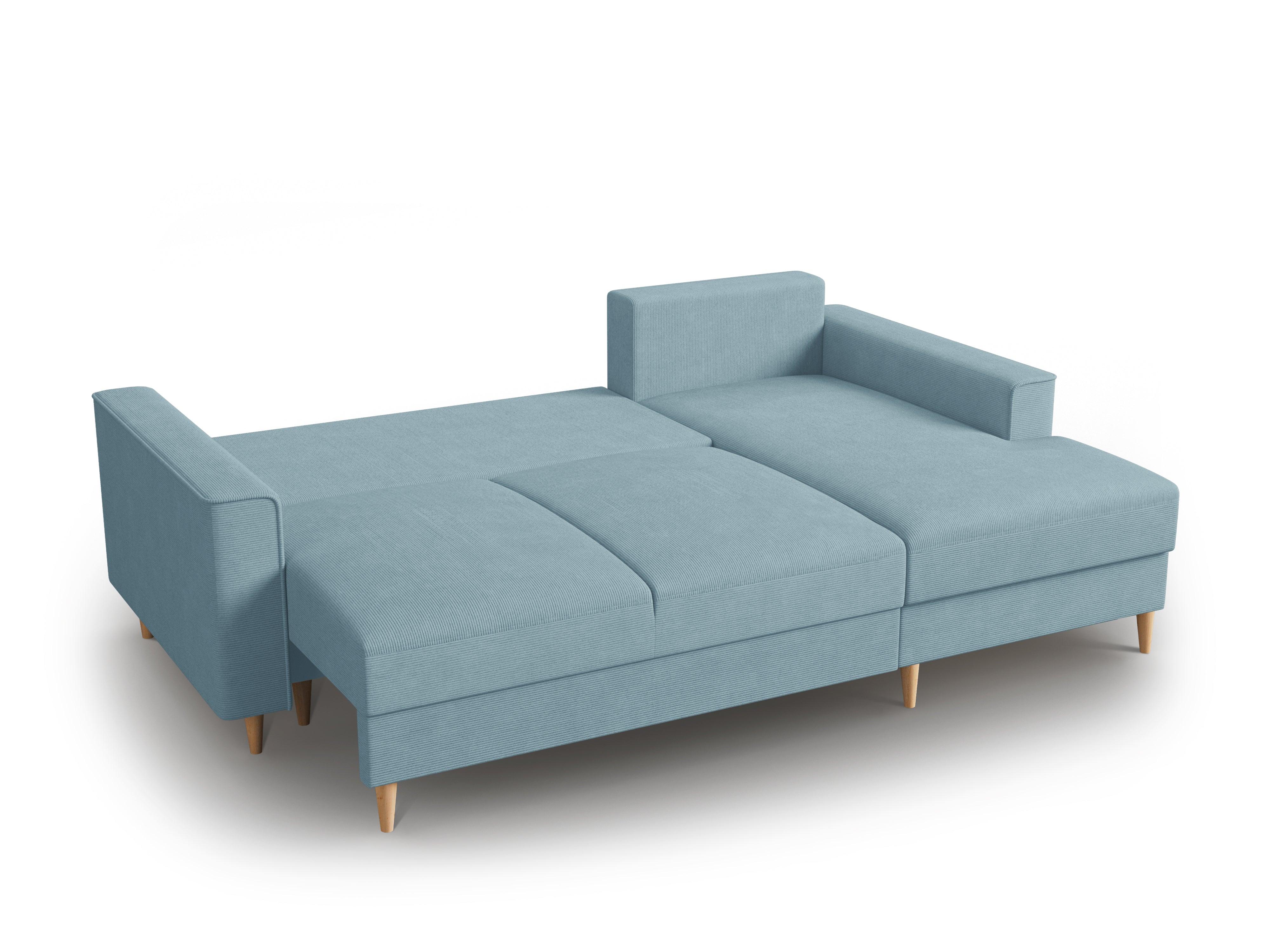 Narożnik prawostronny sztruksowy z funkcją spania CARTADERA niebieski Mazzini Sofas    Eye on Design