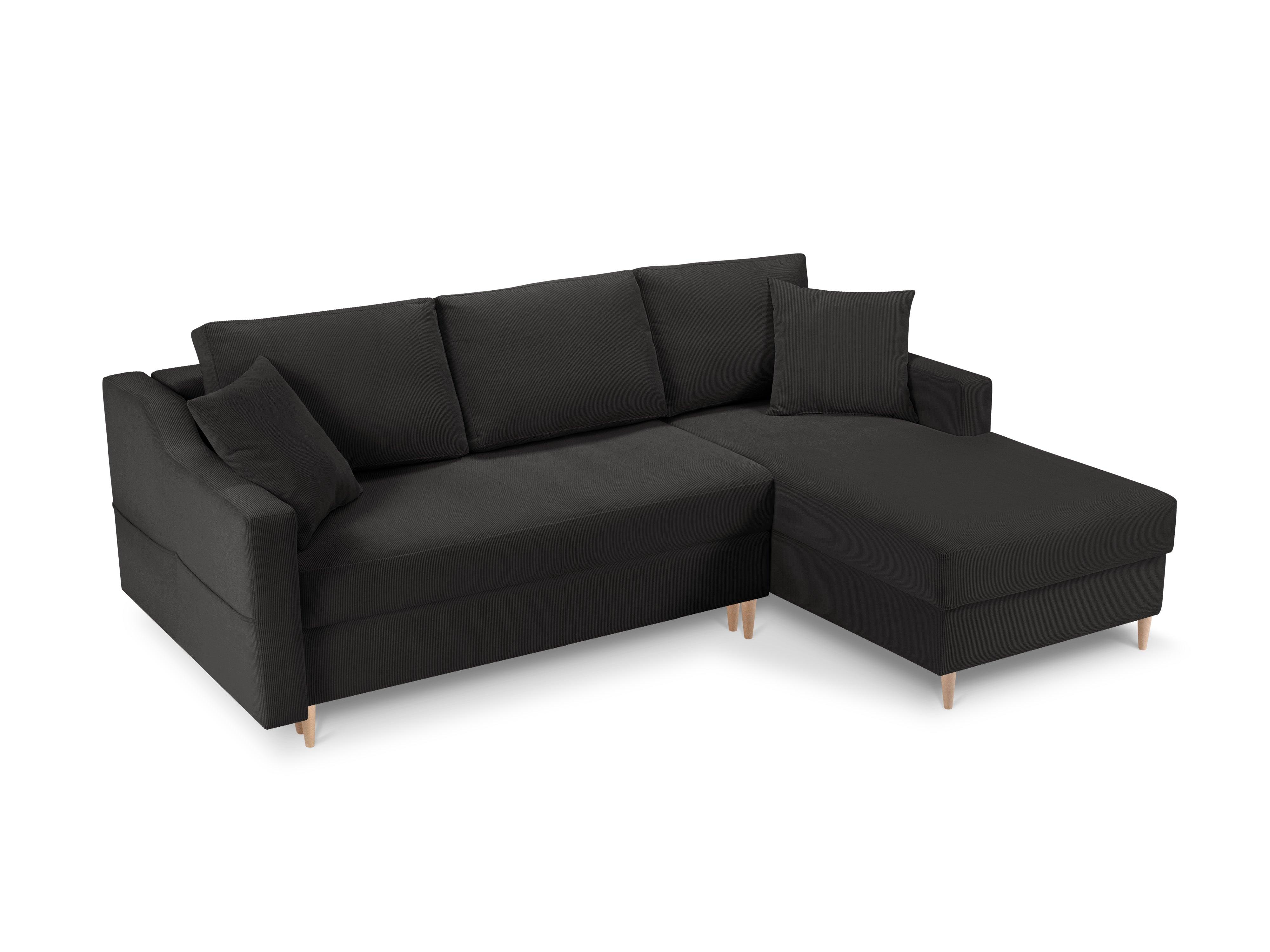 Narożnik prawostronny sztruksowy z funkcją spania ROSE ciemnoszary Mazzini Sofas    Eye on Design