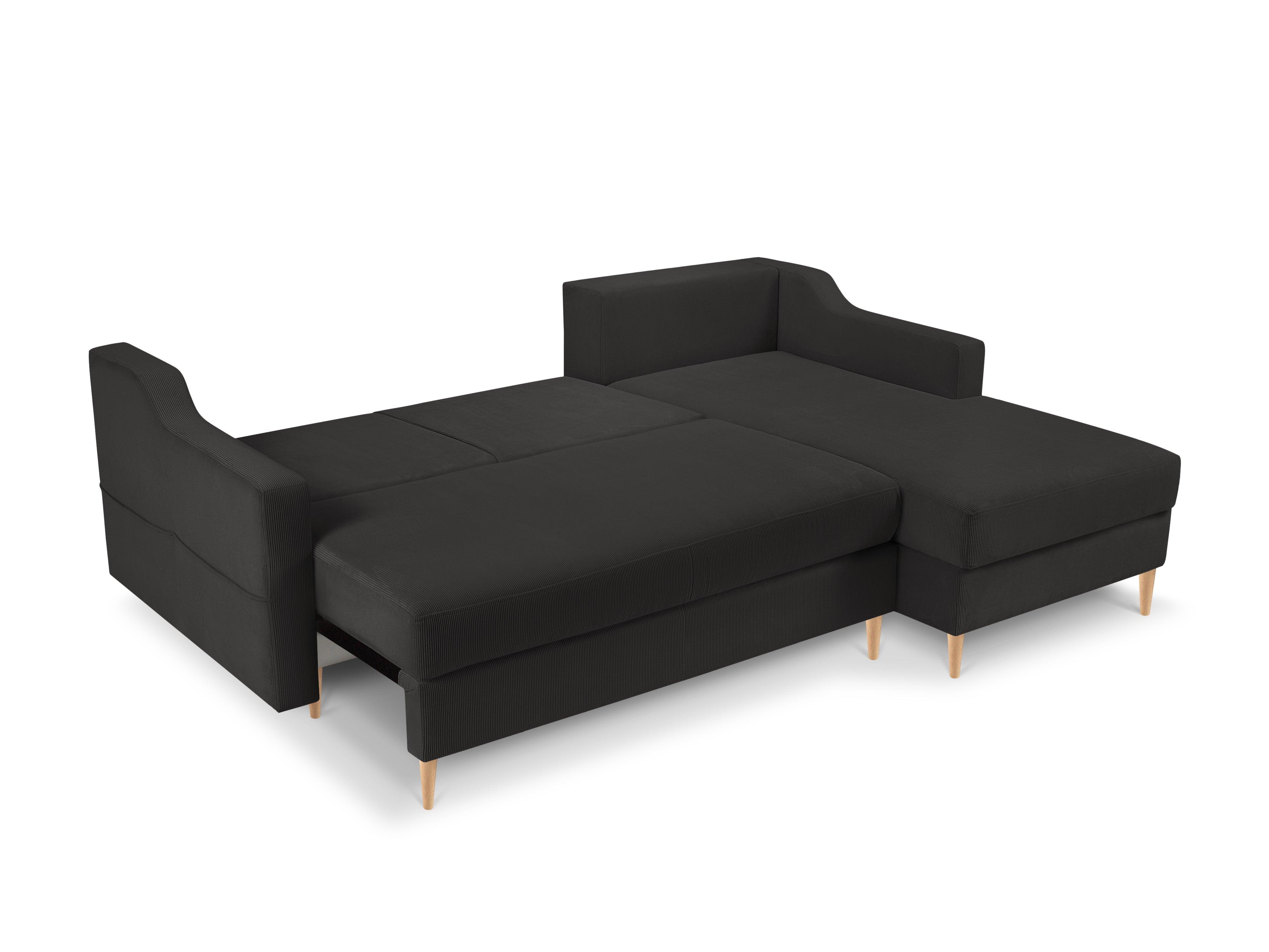 Narożnik prawostronny sztruksowy z funkcją spania ROSE ciemnoszary Mazzini Sofas    Eye on Design