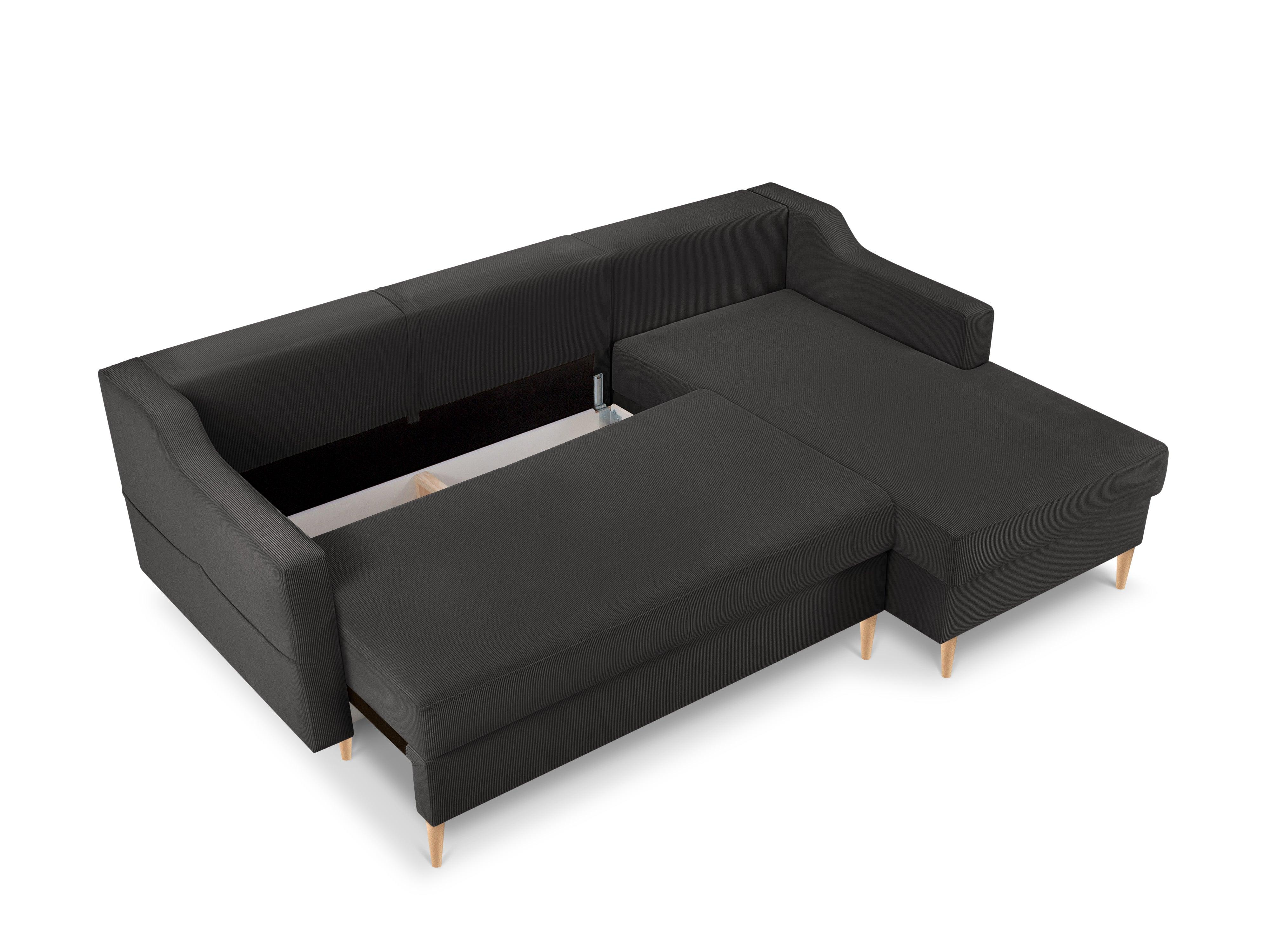 Narożnik prawostronny sztruksowy z funkcją spania ROSE ciemnoszary Mazzini Sofas    Eye on Design