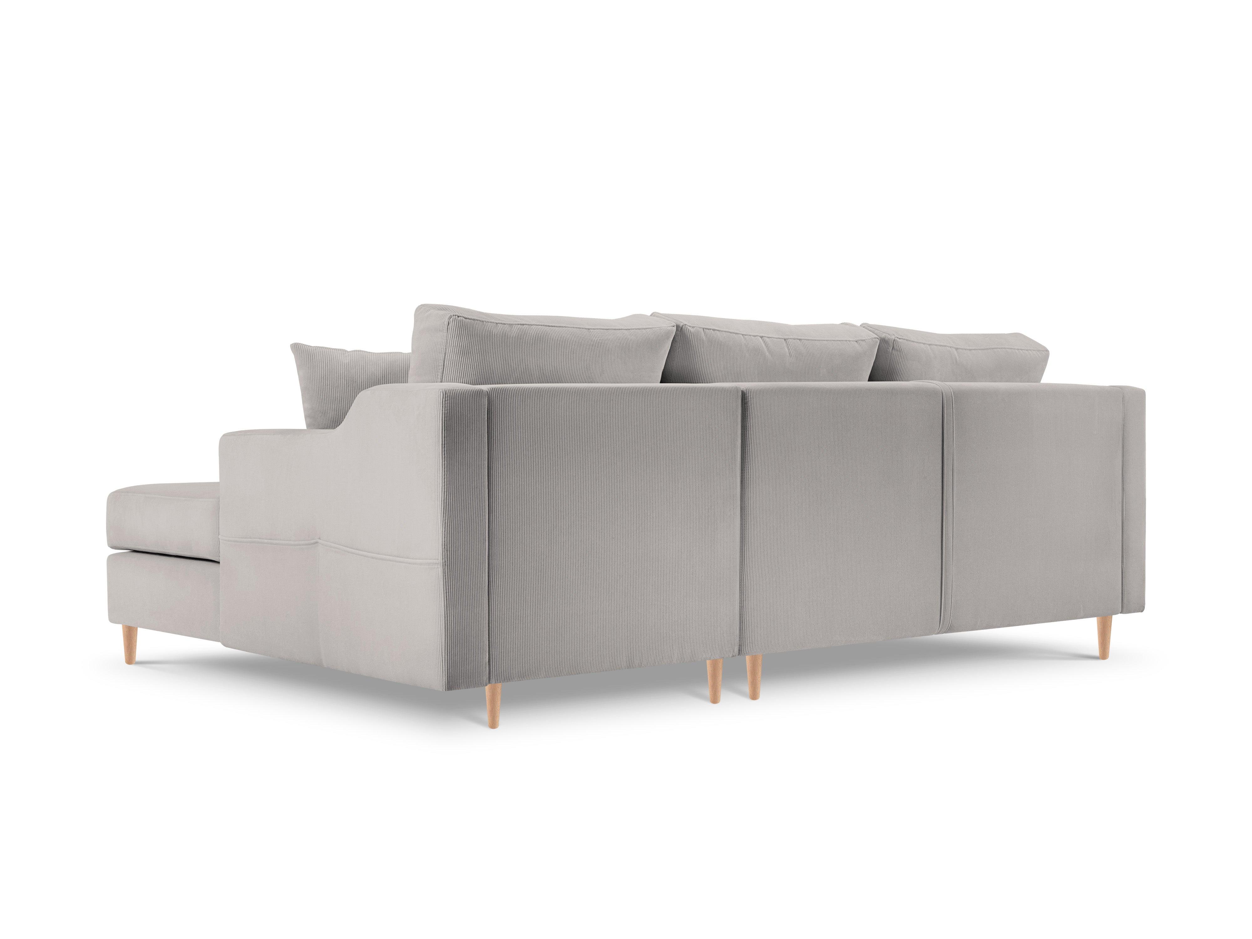 Narożnik prawostronny sztruksowy z funkcją spania ROSE jasnoszary Mazzini Sofas    Eye on Design