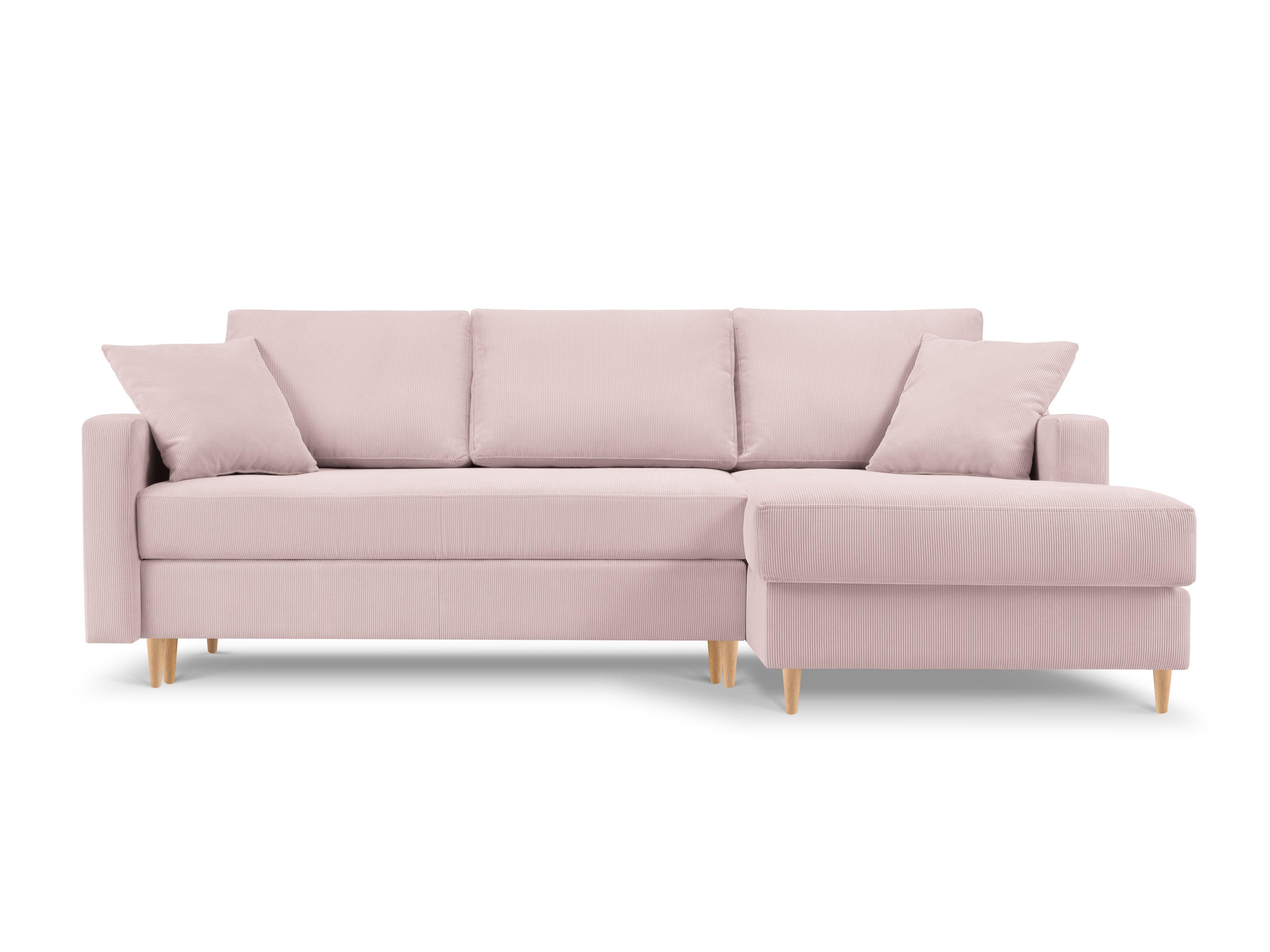 Narożnik prawostronny  sztruksowy z funkcją spania ROSE różowy Mazzini Sofas    Eye on Design