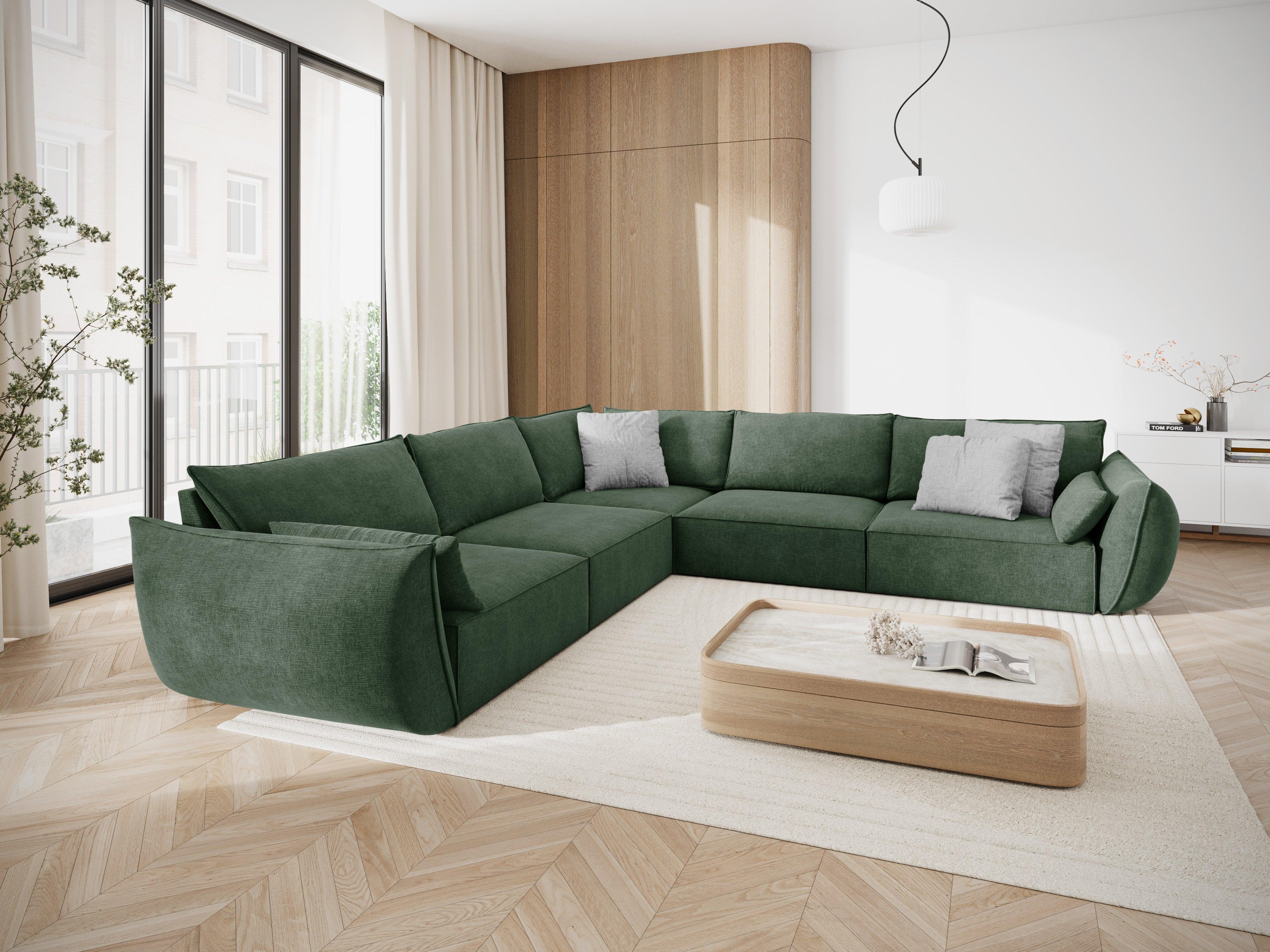 Narożnik symetryczny w tkaninie szenilowej VANDA butelkowa zieleń Mazzini Sofas    Eye on Design