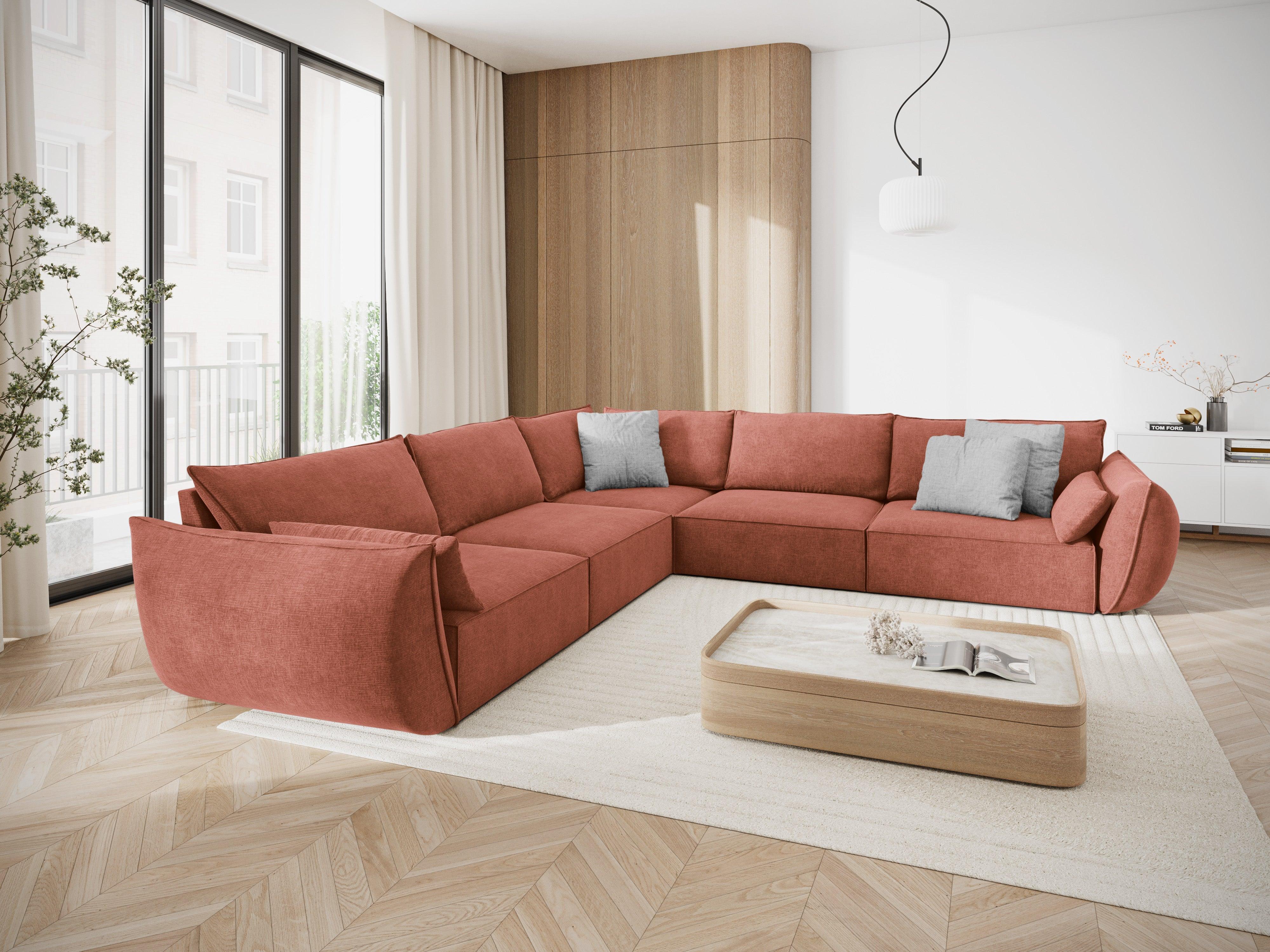 Narożnik symetryczny w tkaninie szenilowej VANDA terracotta Mazzini Sofas    Eye on Design