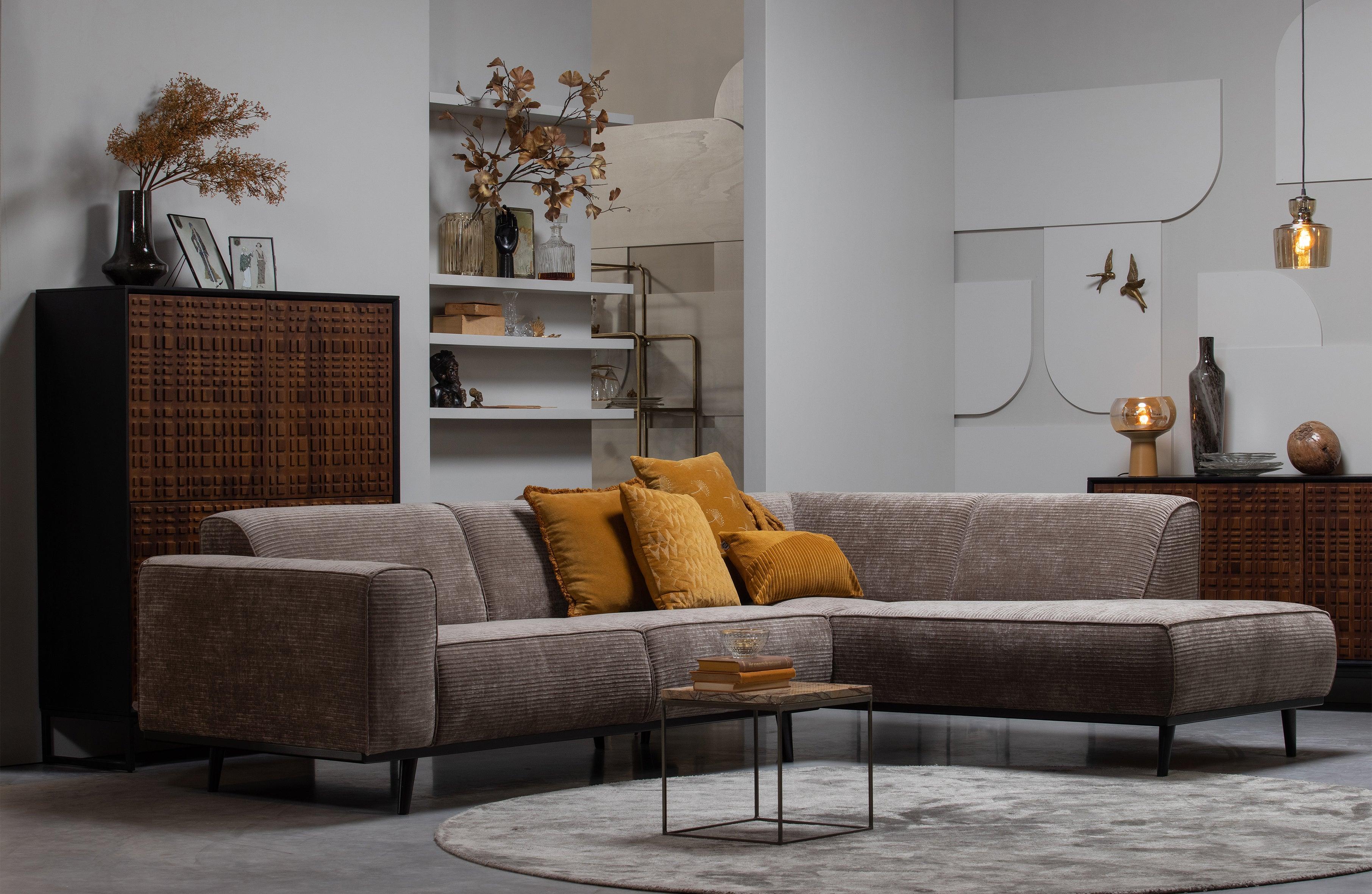 Right-facing Corner Sofa STATEMENT Brick Chenille