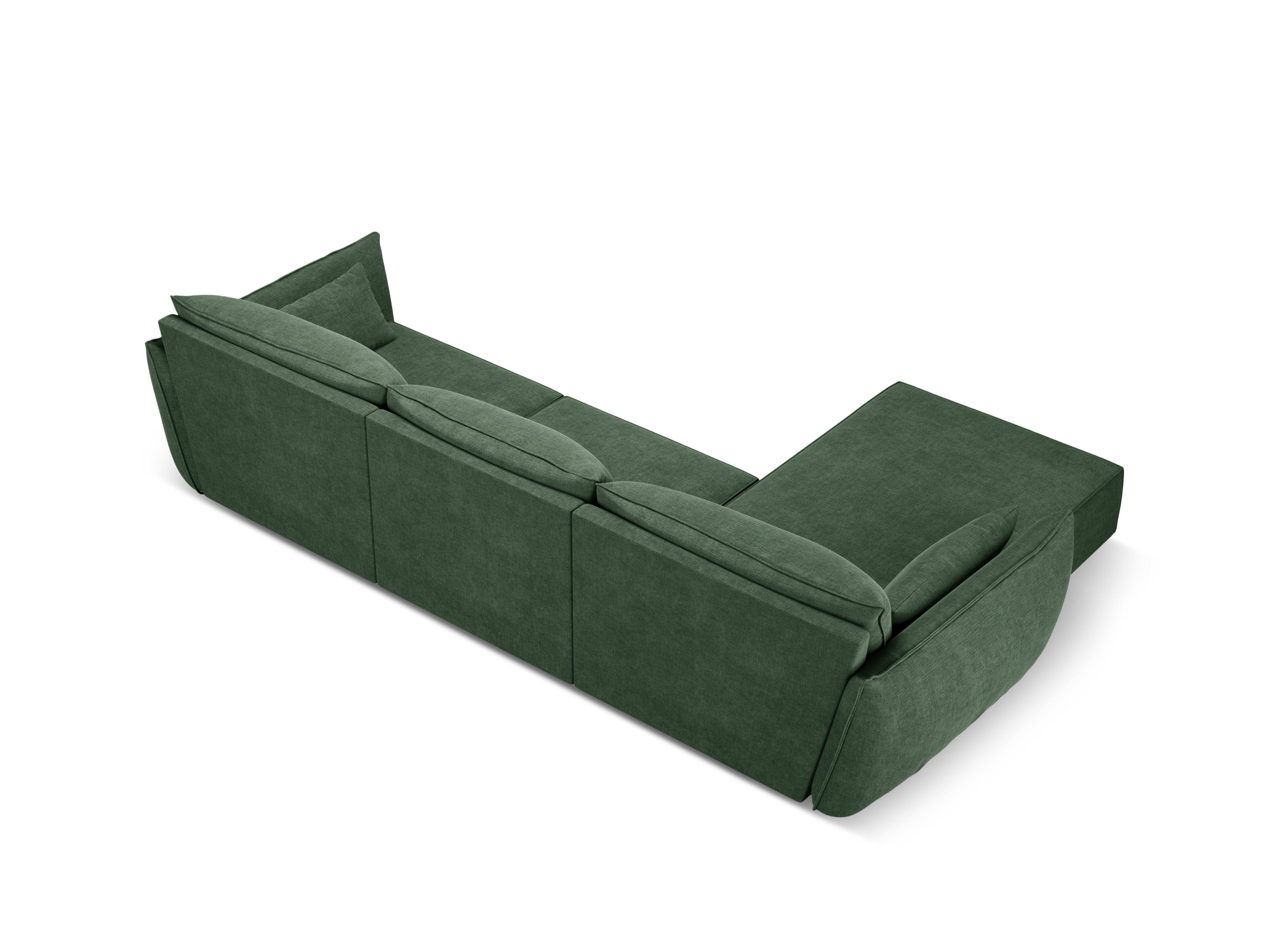 Narożnik w tkaninie szenilowej lewostronny 4-osobowy VANDA butelkowa zieleń Mazzini Sofas    Eye on Design