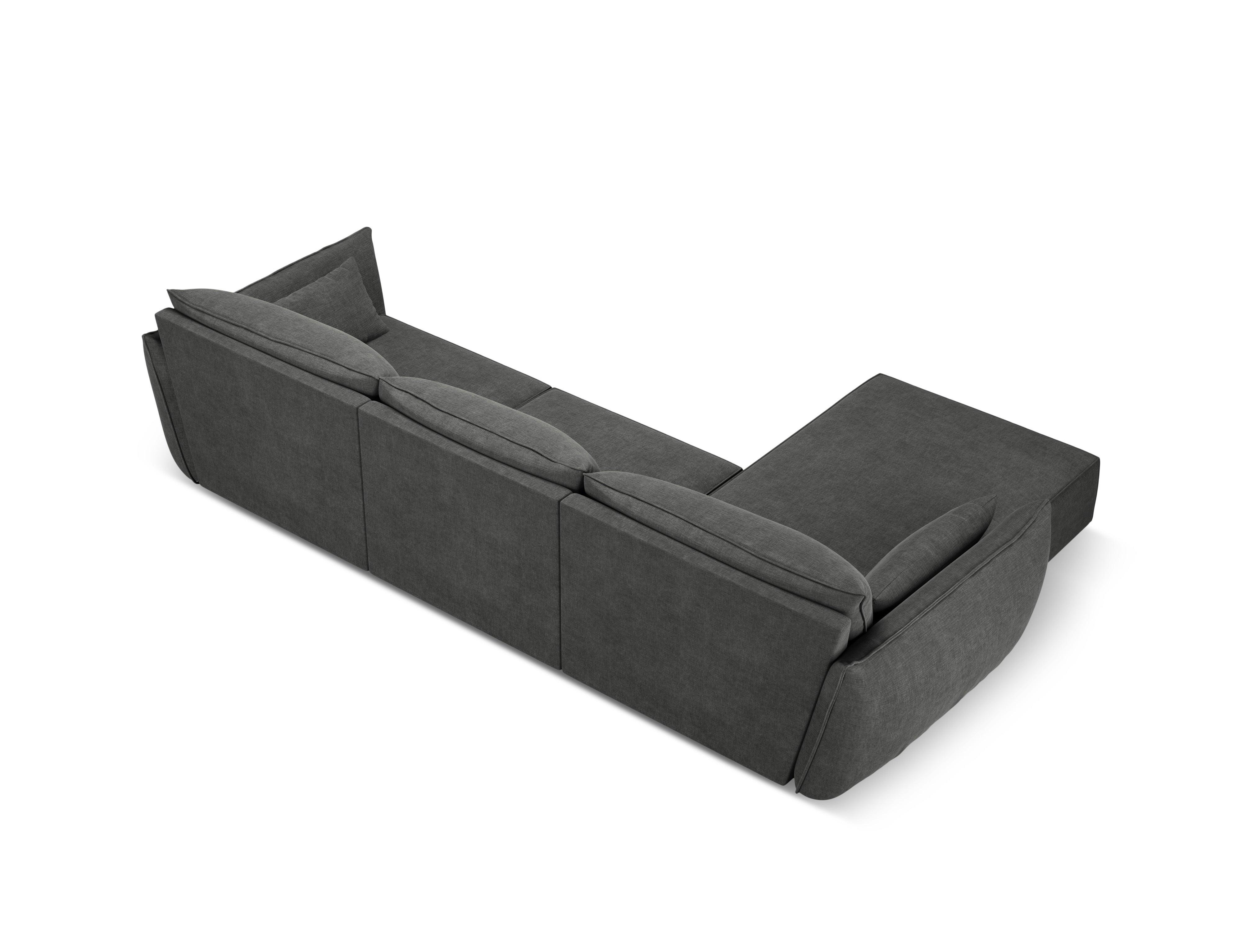 Narożnik w tkaninie szenilowej lewostronny 4-osobowy VANDA ciemnoszary Mazzini Sofas    Eye on Design