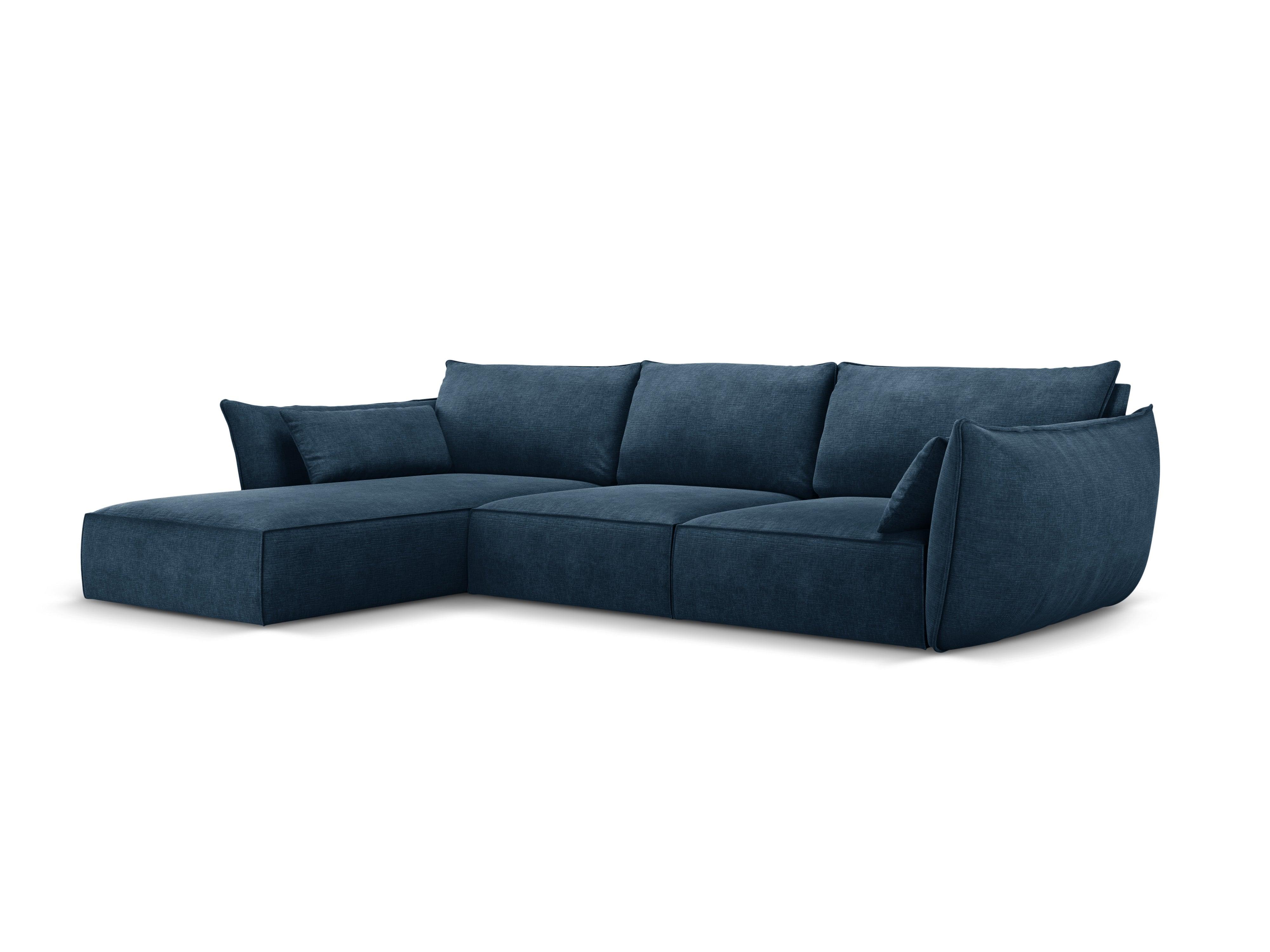 Narożnik w tkaninie szenilowej lewostronny 4-osobowy VANDA granat królewski Mazzini Sofas    Eye on Design