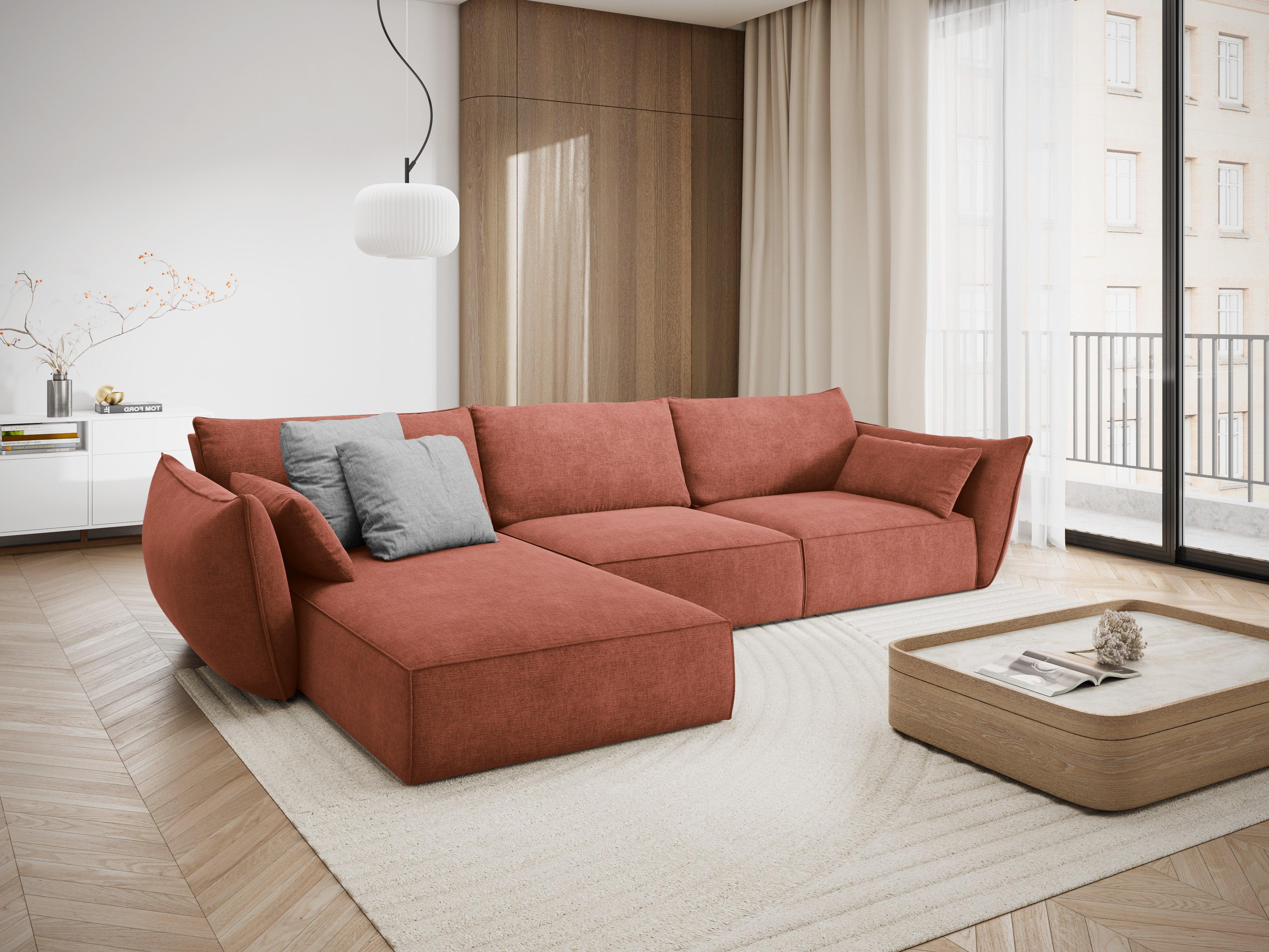 Narożnik w tkaninie szenilowej lewostronny 4-osobowy VANDA terracotta Mazzini Sofas    Eye on Design