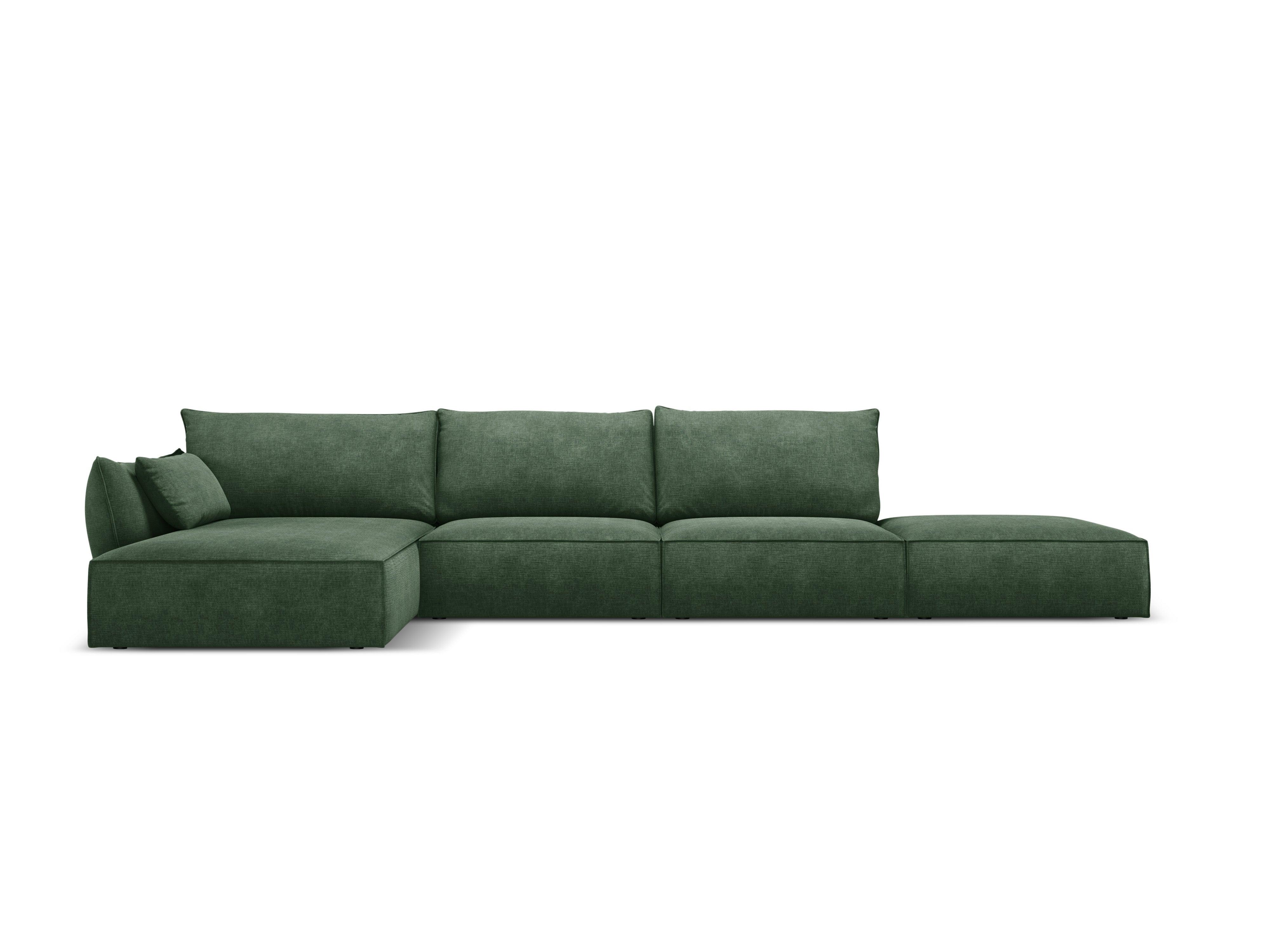 Narożnik w tkaninie szenilowej lewostronny otwarty VANDA butelkowa zieleń Mazzini Sofas    Eye on Design