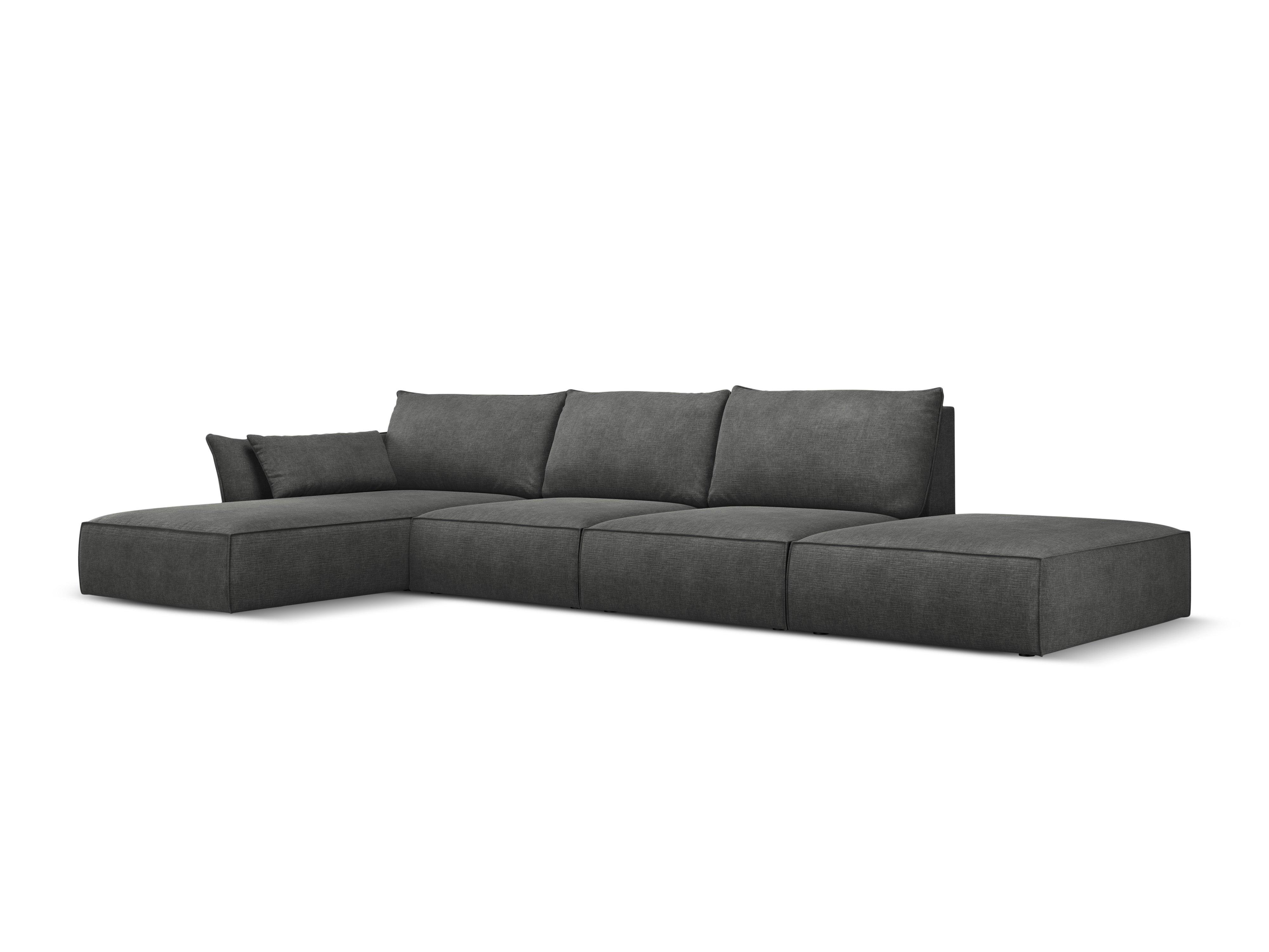 Narożnik w tkaninie szenilowej lewostronny otwarty VANDA ciemnoszary Mazzini Sofas    Eye on Design