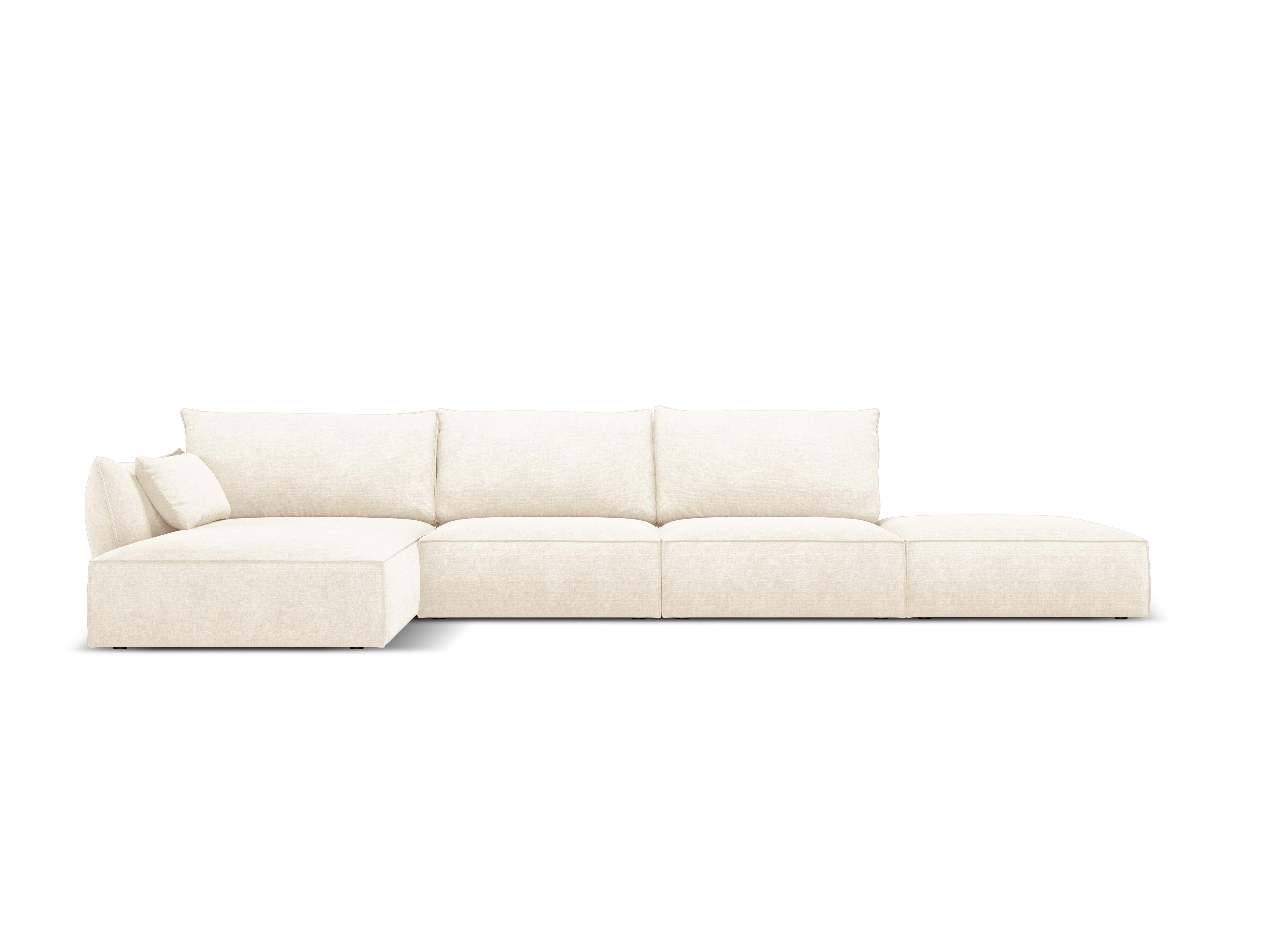 Narożnik w tkaninie szenilowej lewostronny otwarty VANDA jasnobeżowy Mazzini Sofas    Eye on Design