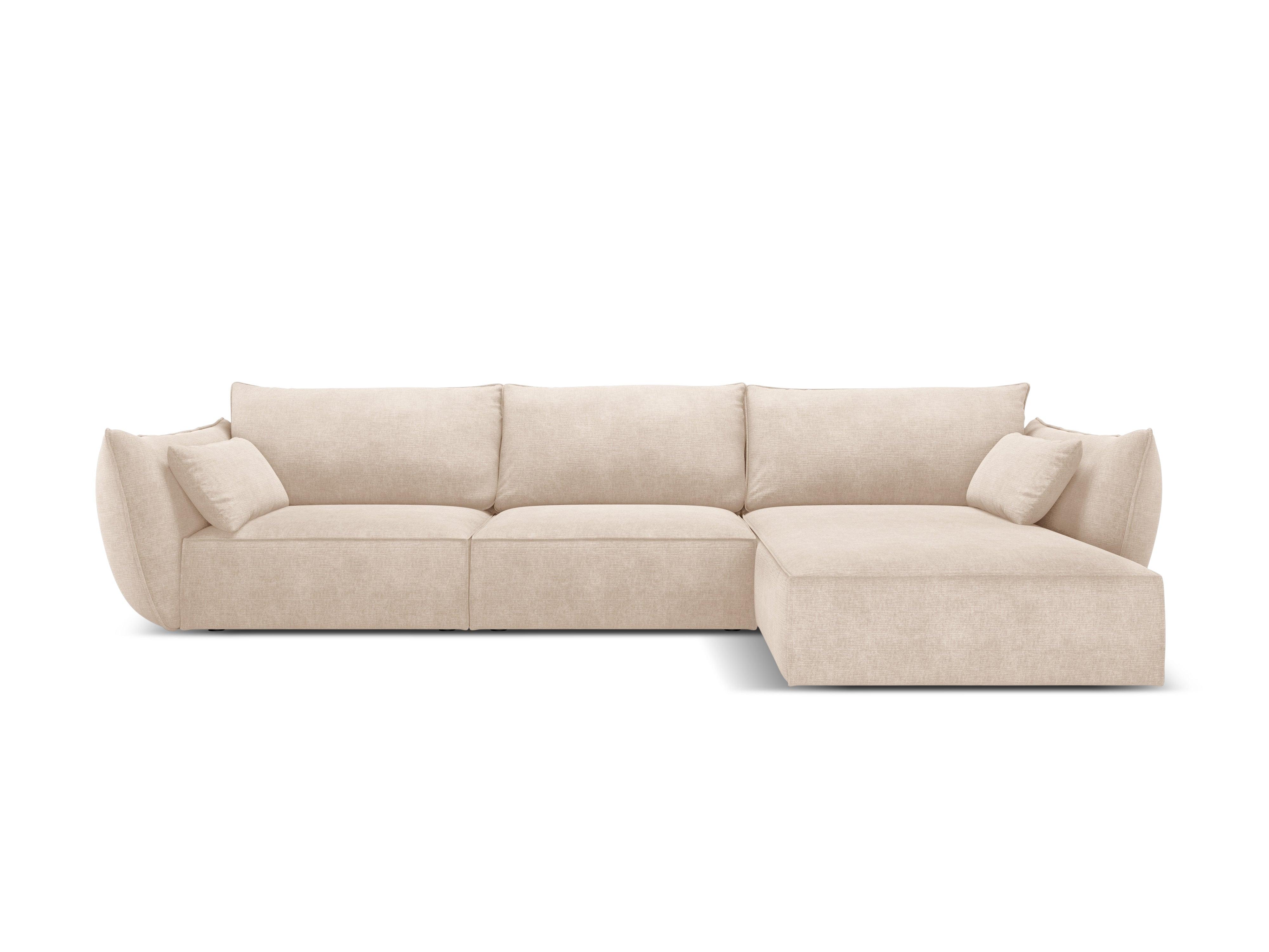 Narożnik w tkaninie szenilowej prawostronny 4-osobowy VANDA beżowy Mazzini Sofas    Eye on Design