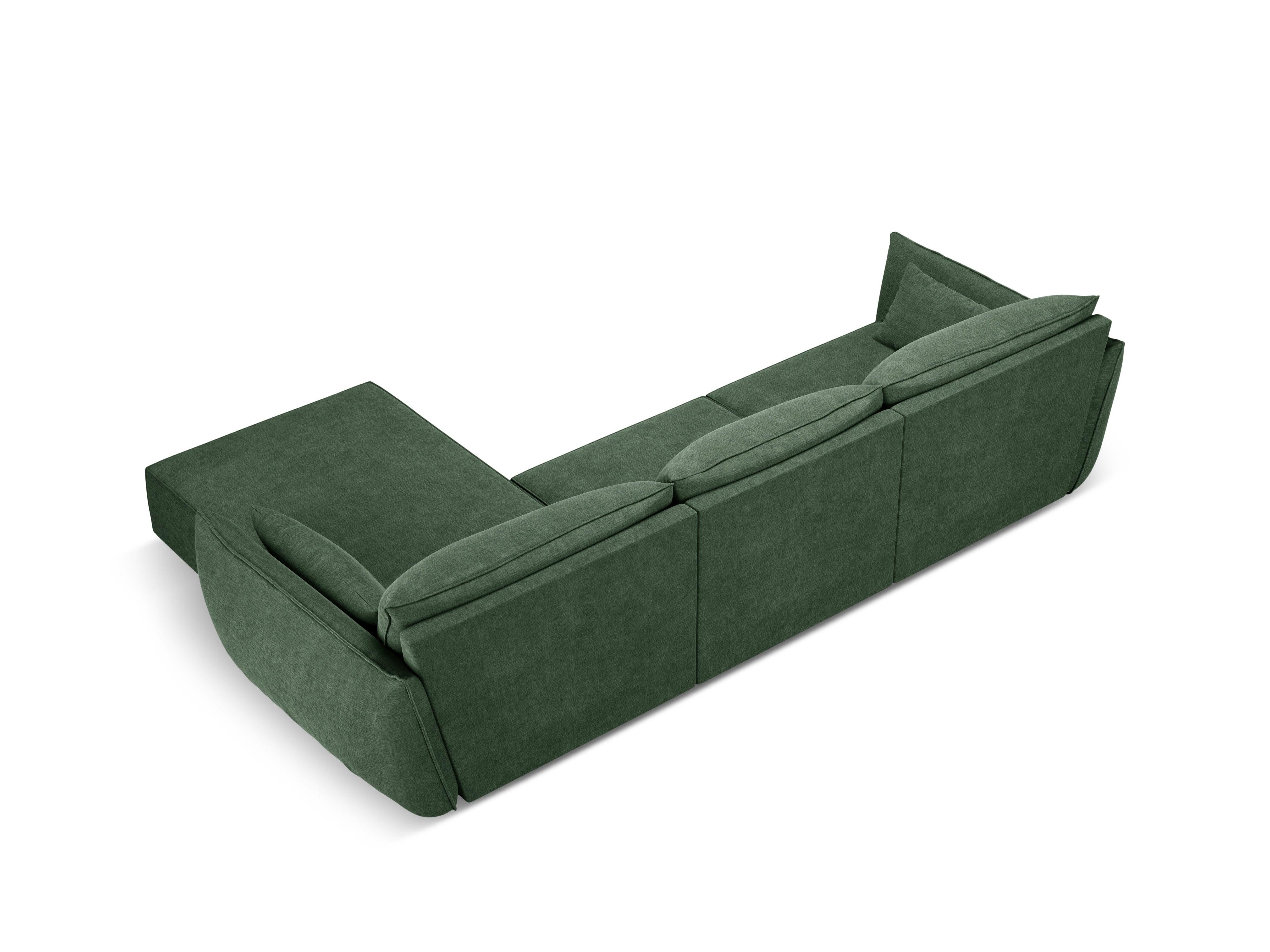 Narożnik w tkaninie szenilowej prawostronny 4-osobowy VANDA butelkowa zieleń Mazzini Sofas    Eye on Design