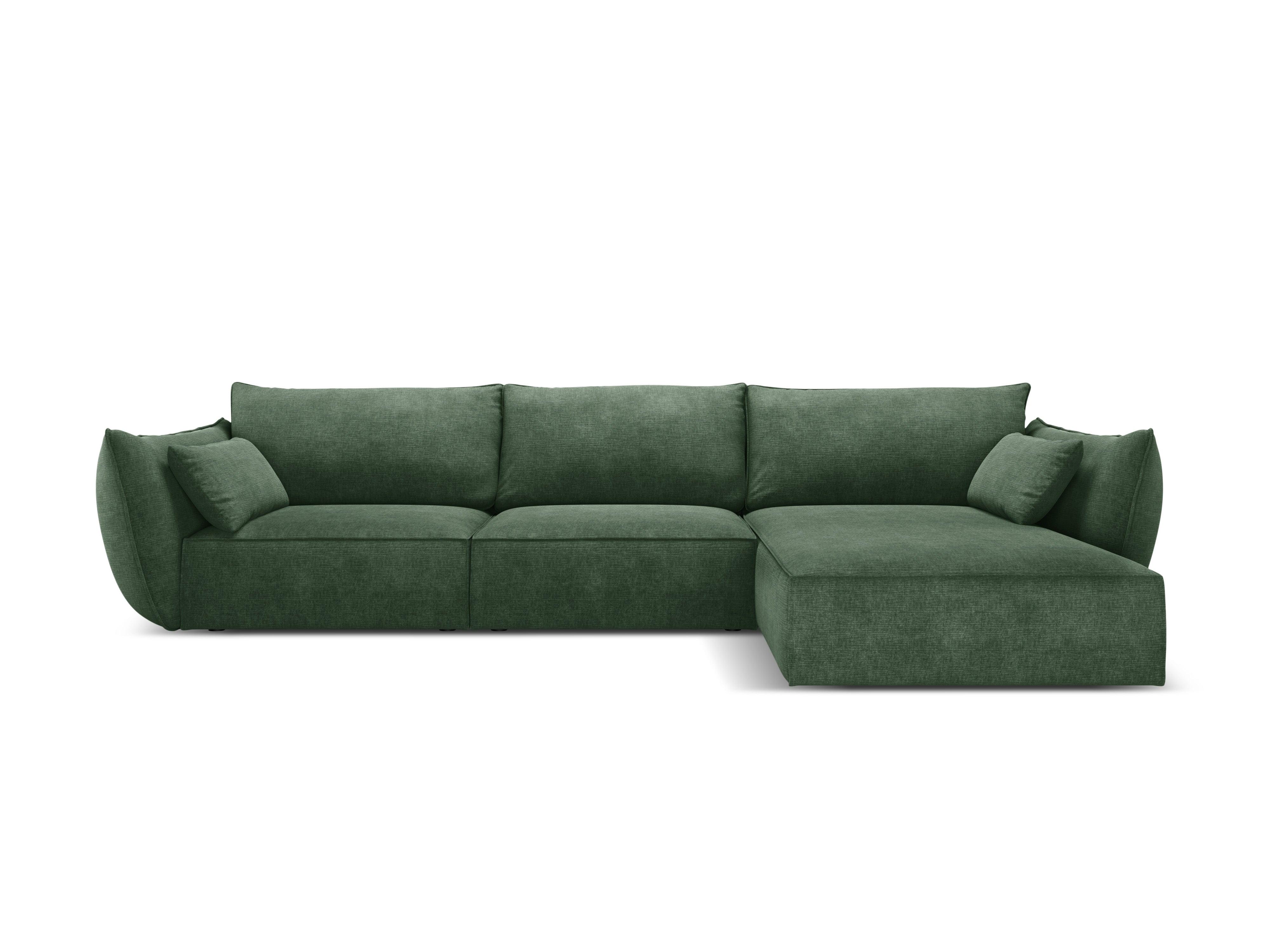 Narożnik w tkaninie szenilowej prawostronny 4-osobowy VANDA butelkowa zieleń Mazzini Sofas    Eye on Design